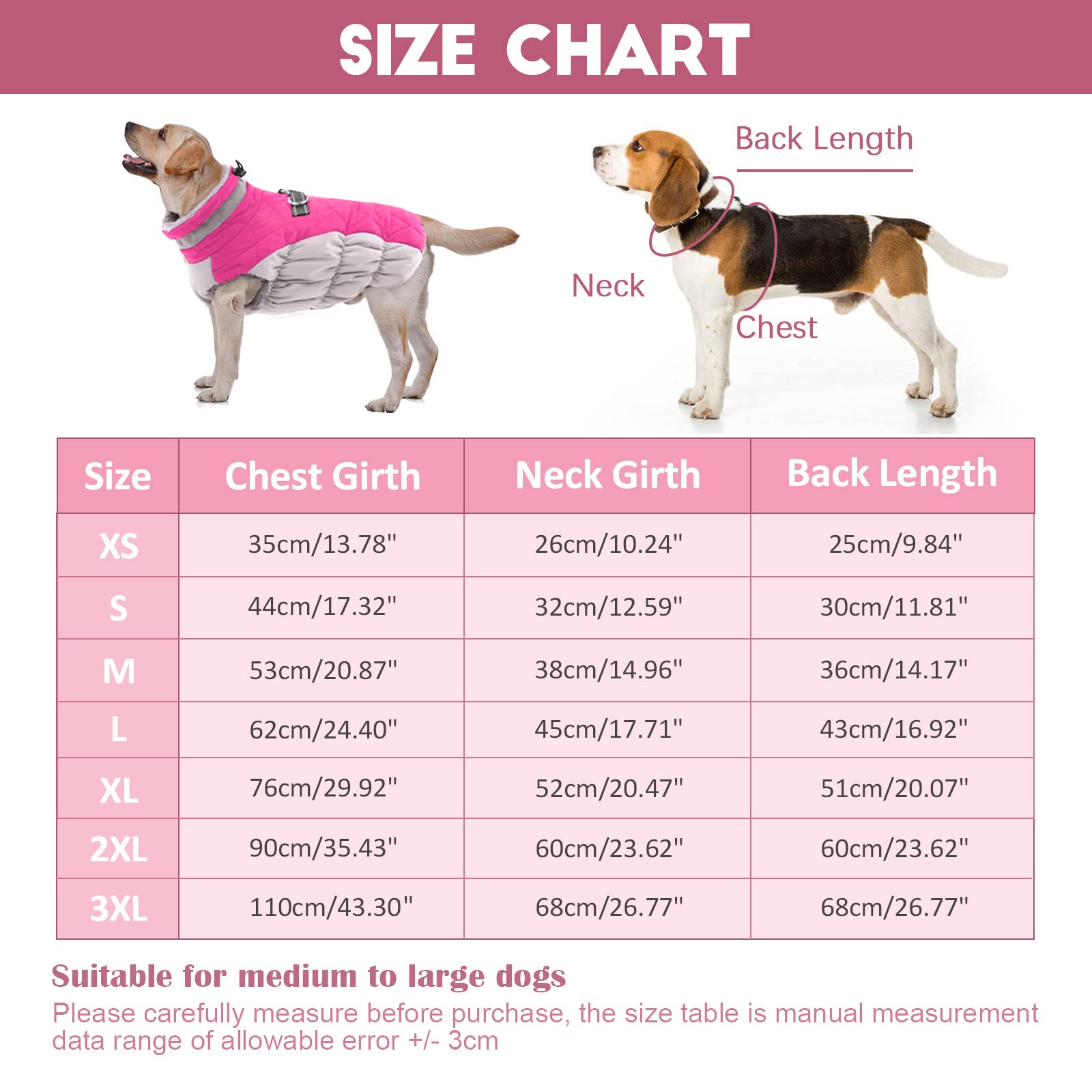Lelepet Warm Dog Winter Coat Dog Coat Fleece Dog Jacket With Harness Windproof Dog Cold Weather Coats Reflective Turtleneck Large Dog Coat With Zipper Waterproof Dog Coat For Small Medium Large Dogs