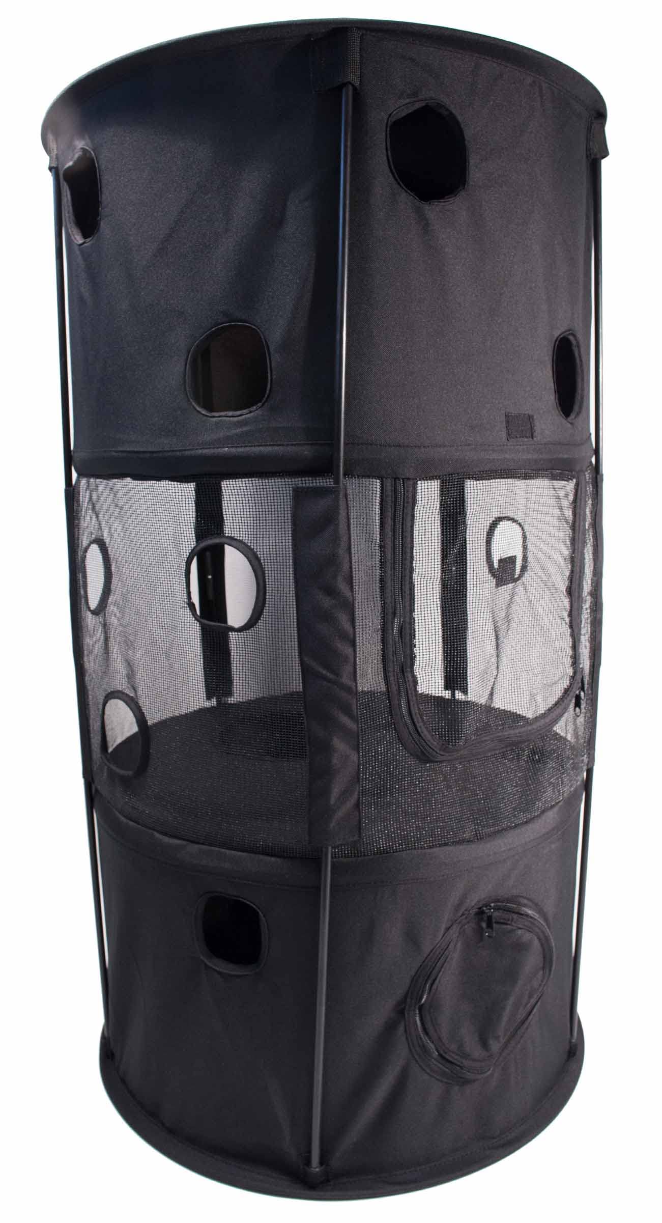 Pet Life 'Climber-Tree' Play-Active Travel Collapsible Lightweight Kitty Cat Tree House Lounger, One Size, Black