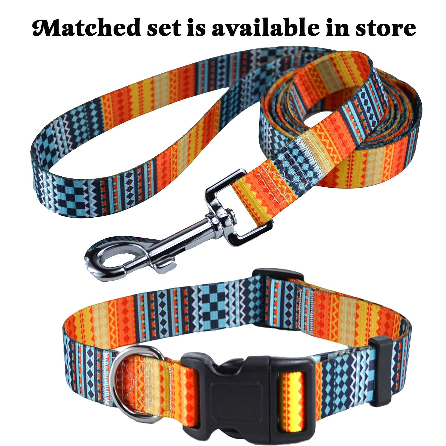 Mihqy Dog Collar With Bohemia Floral Tribal Geometric Patterns - Soft Ethnic Style Collar Adjustable For Small Medium Large Dogs (Bohemian Orange,Xs)