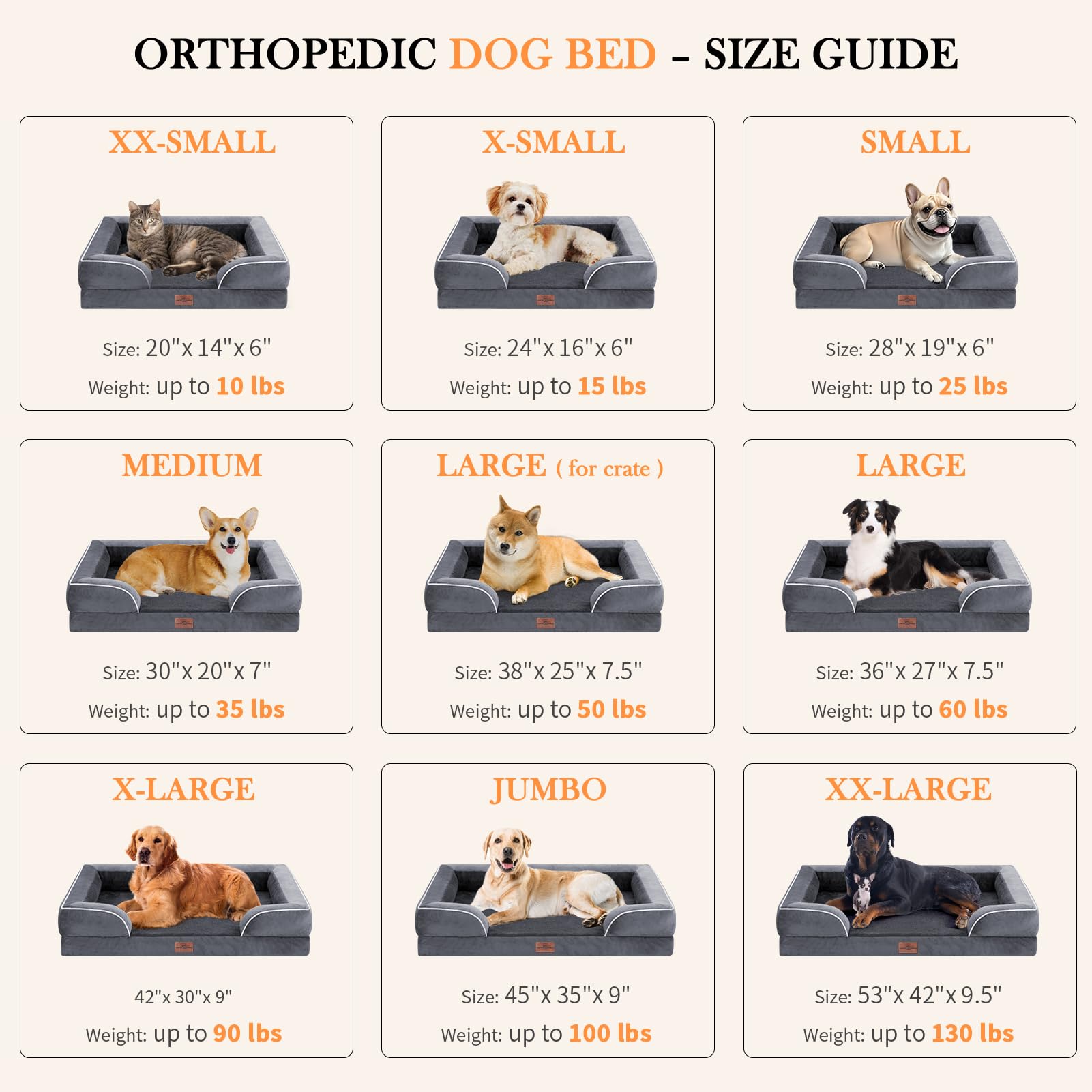 Comfort Expression Orthopedic Foam Dog Bed, Waterproof, XX-Small, Dark Grey, Removable Cover, Non-Slip Bottom