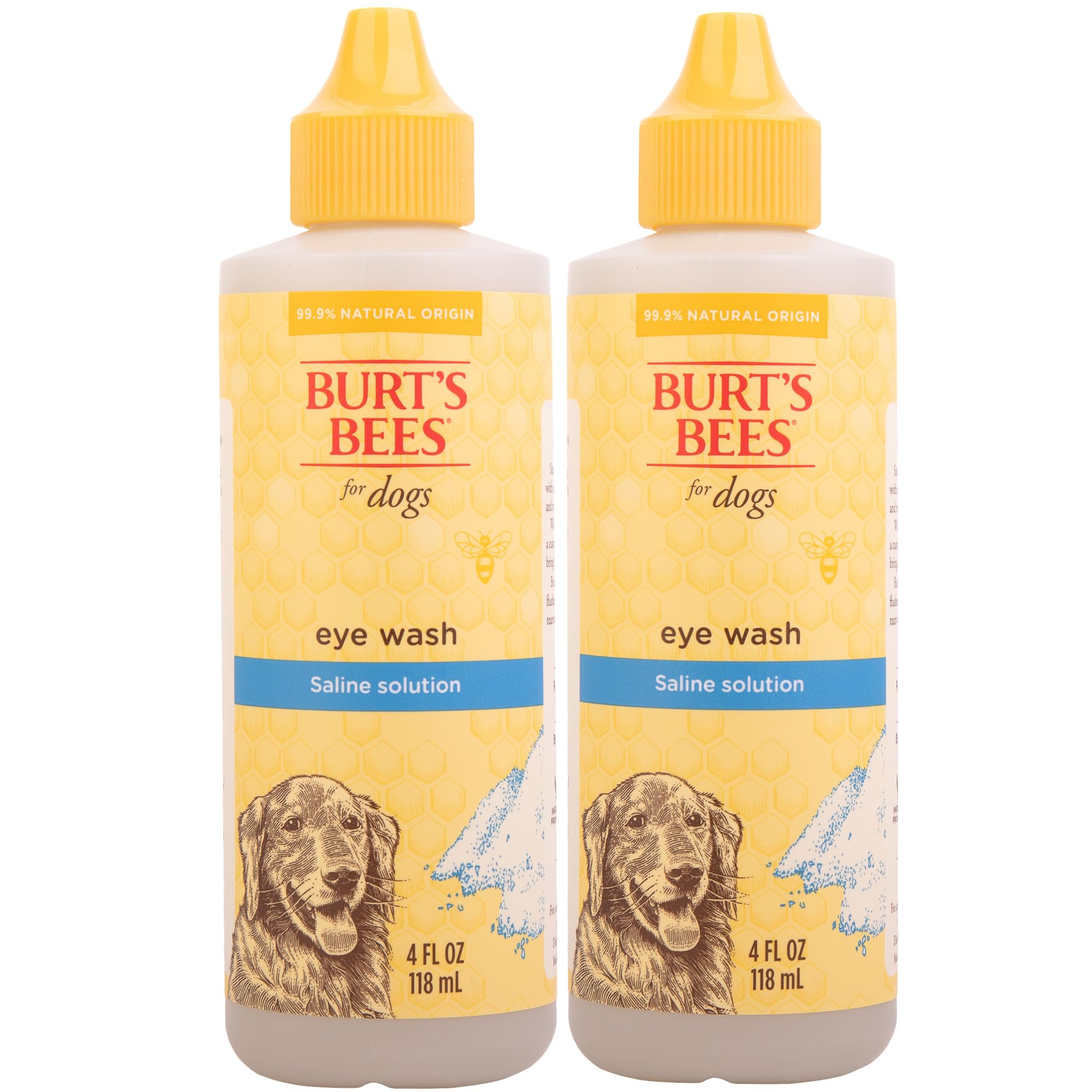 Burts Bees for Pets Eye Wash with Saline Solution for Dogs, 2pk, 99.9% Natural Origin Formulas, Dog Eye Cleaner, Eye Wash for D