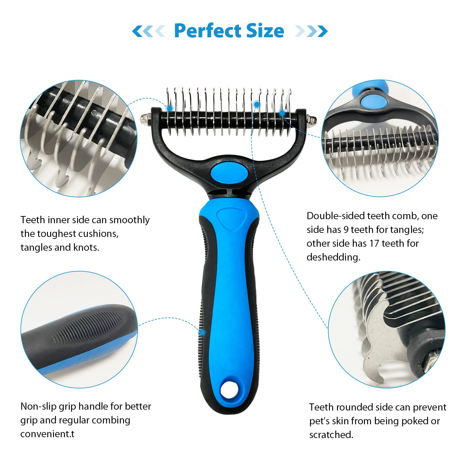 Shudyear Dog Grooming Brush And Metal Comb, Pet Grooming Brush, Cat Brush Deshedder Brush Dogs Shedding Tool For Long Matted Hai