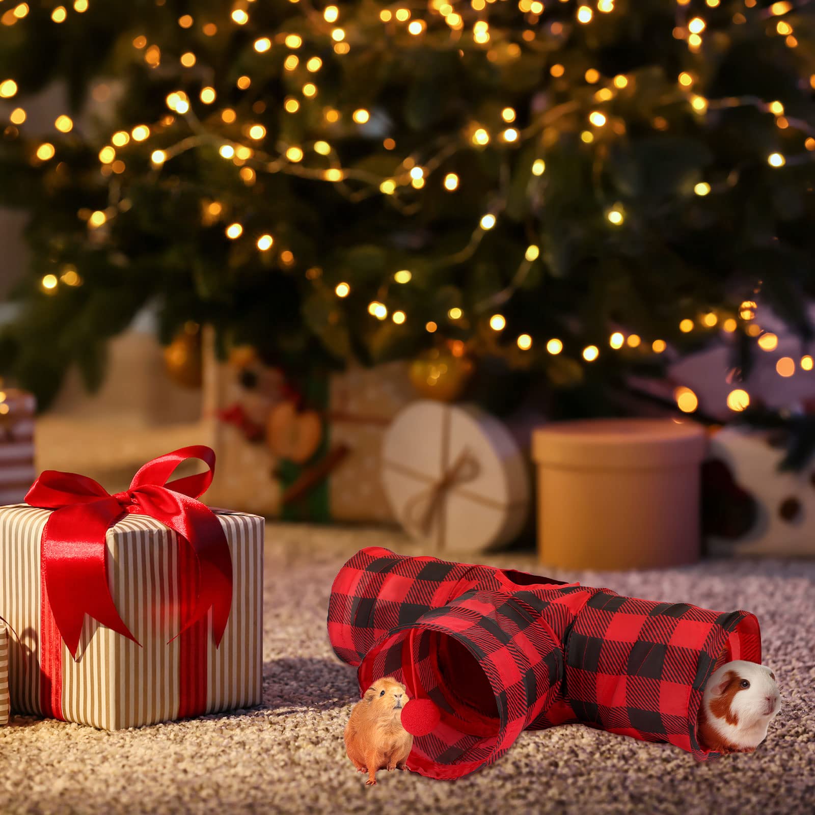 Rypet Guinea Pig Tunnels & Tubes Collapsible 3 Way Small Animals Hideaway Activity Tunnel Toys For Guinea Pig Chinchilla Ferret