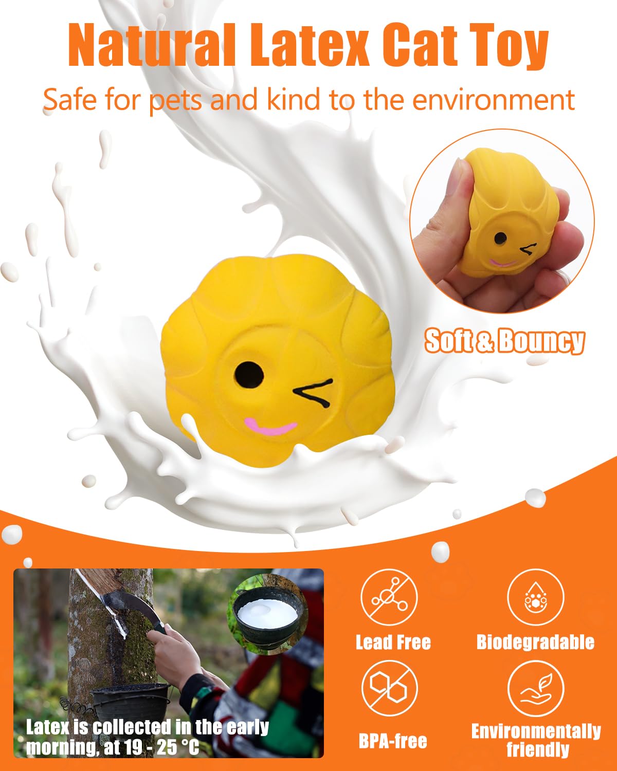 Krauzpet Cat Ball Toys With Bell And Catnip, 2    Bouncing Latex Rubber Pet Chew Toy Kitty Fetch Play Balls For Bored Indoor Adu