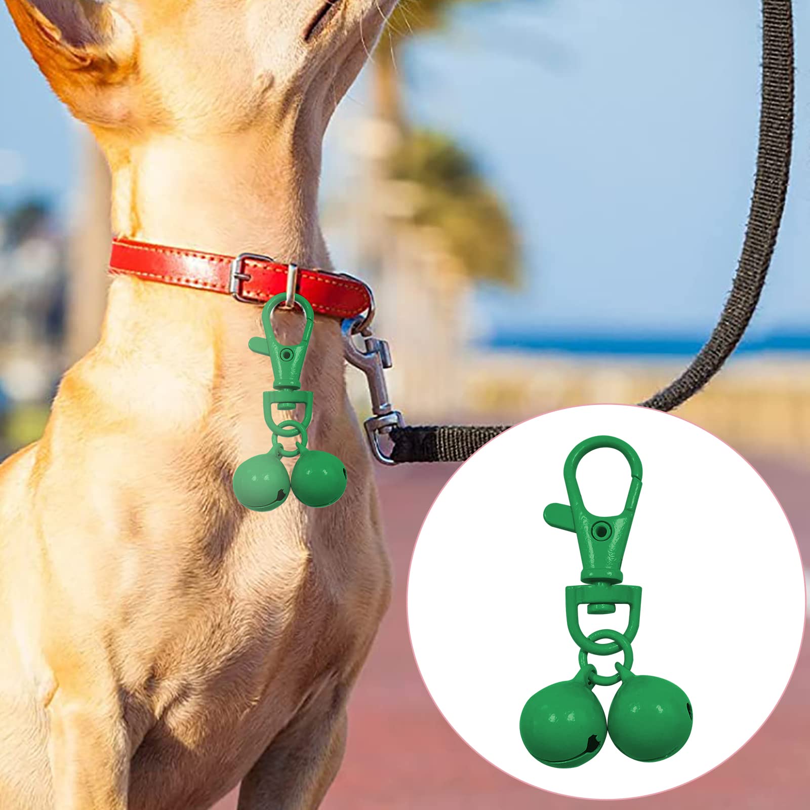 JANEMO St Patricks Day Dog Collar Bell Decoration - Mini Brass Bell for Dogs and Cats - Green