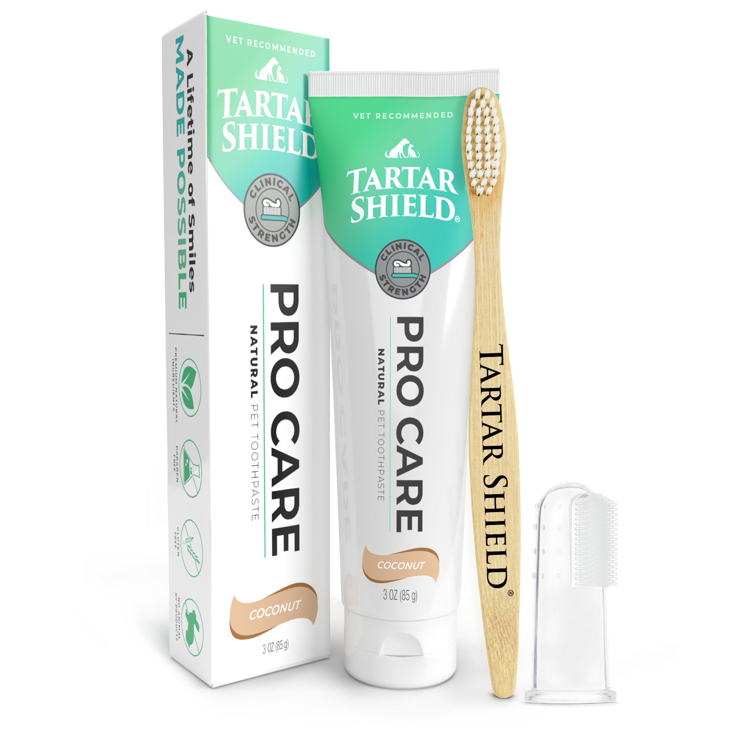 Tartar Shield Pro Care - Natural Enzymatic Pet Toothpaste Kit - Protects Against Plaque & Tartar - Freshens Breath & Removes Sta