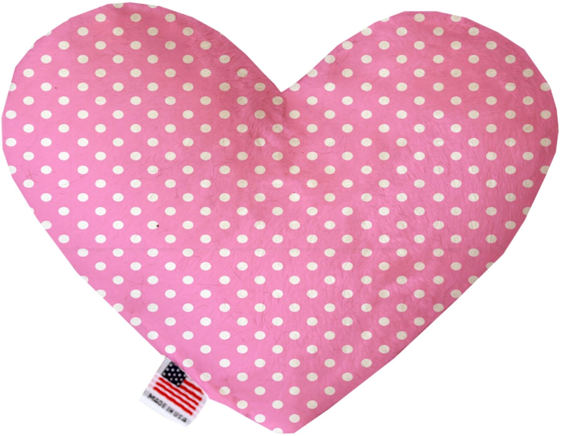 Pet and Dog Plush Heart or Bone Toy, &quot;Polka Dots Group&quot; (Available in different sizes, and 6 different pattern options!) Pink Polka Dots 8&quot; Plush Heart