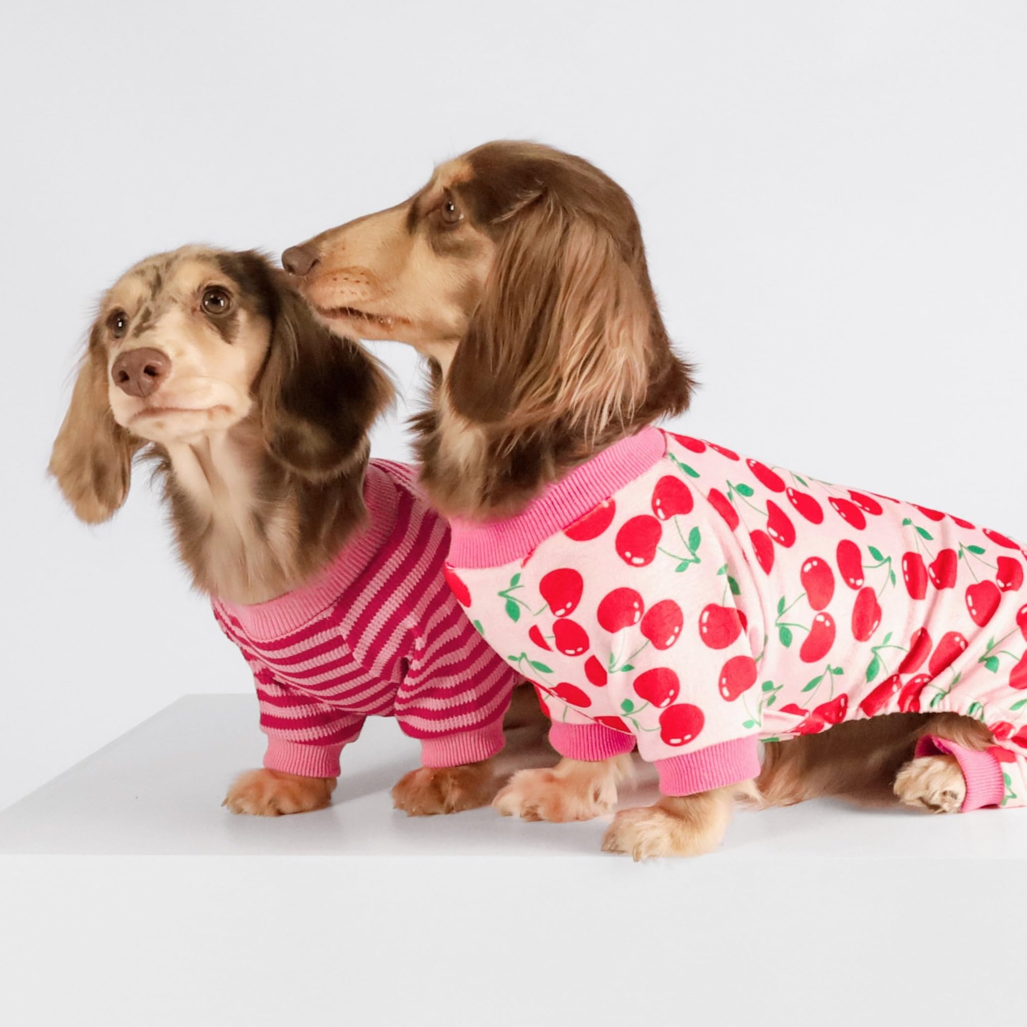 Fitwarm Cute Cherry Dog Pajamas, Warm Dog Onesie With Feet, Dog Clothes For Small Dogs Girl, Fleece Pet Outfit, Pink, Red, Xxl