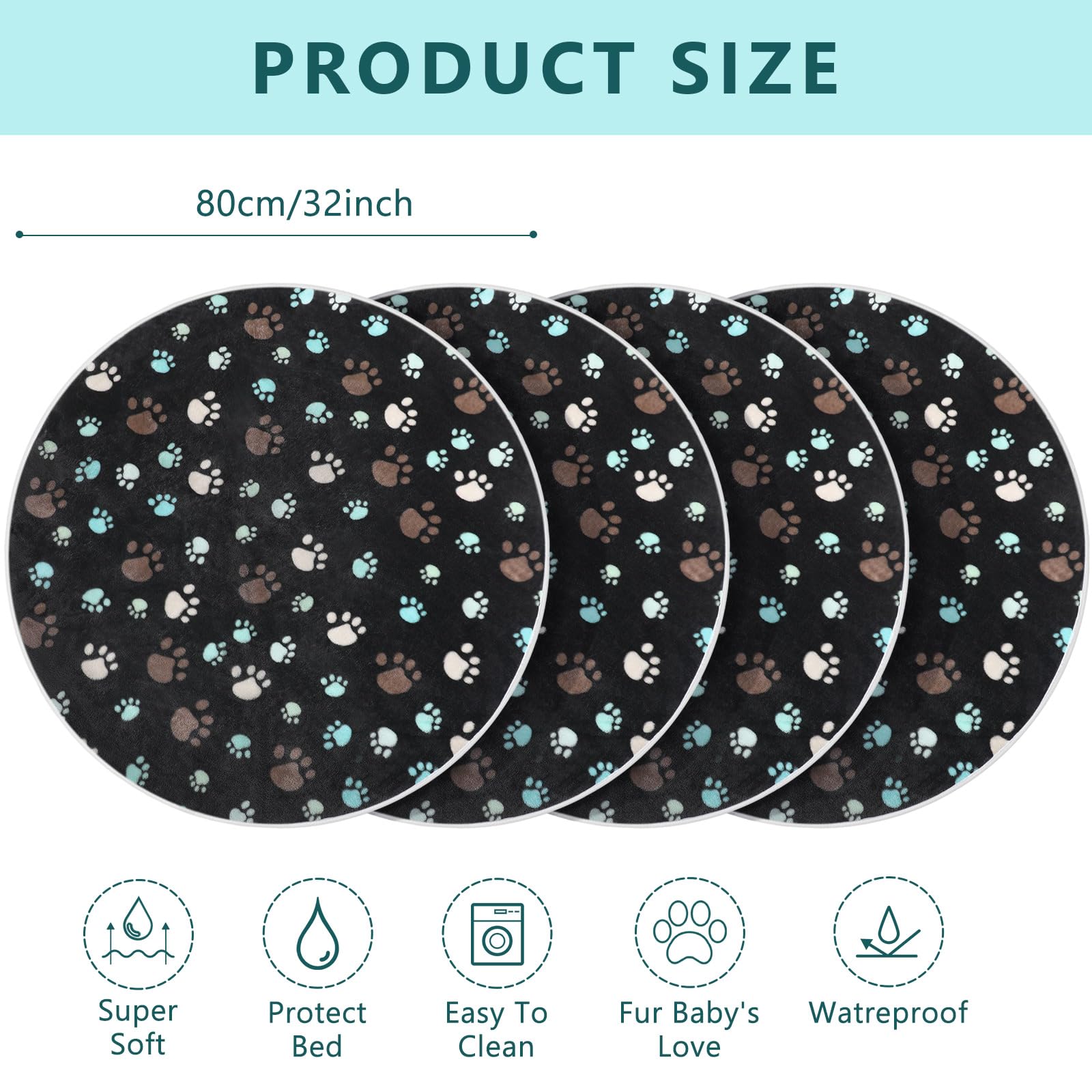 Clysee 4 Pack Washable Whelping Pad Whelping Supplies Absorbent Reusable Puppy Training Pads Reusable Dog Mat for Floor Non Slip