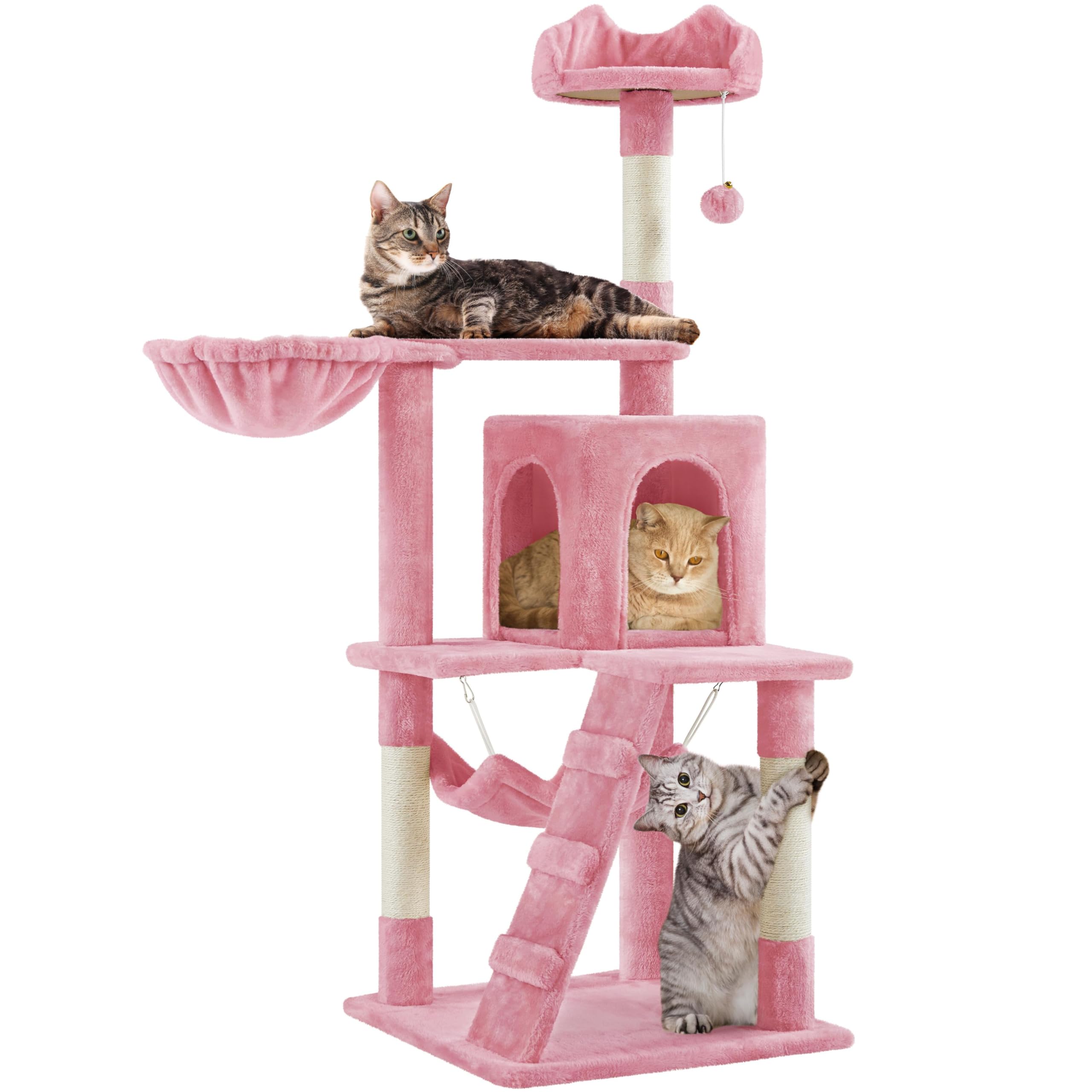 Yaheetech 54in Cat Tree, Multi-Level Cat Tower with Scratching Posts, Spacious Condo and Hammock, Ideal Activity Center for Indo