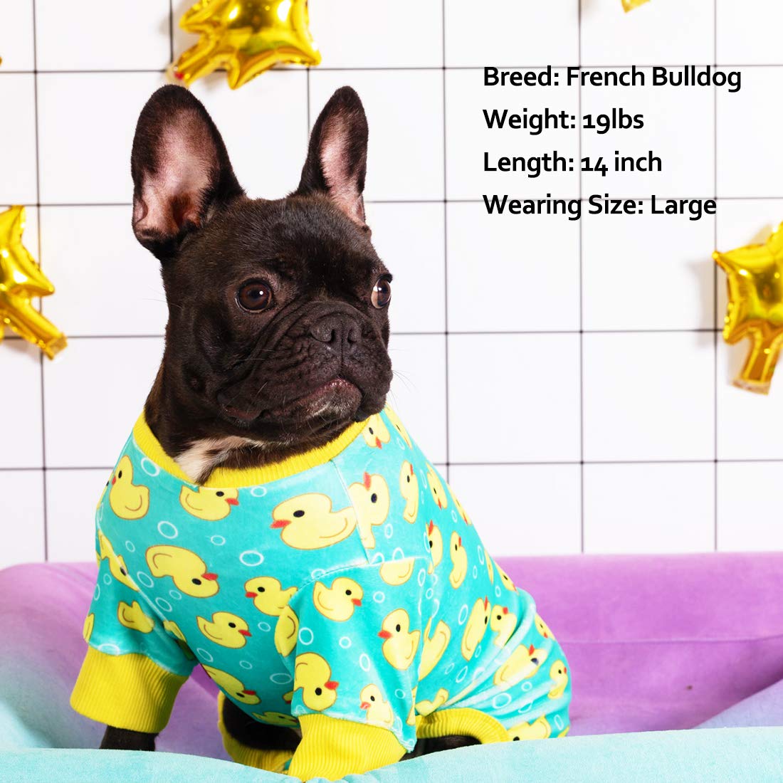 Kyeese Dogs Pajamas Yellow Duck For Small Dogs Soft Material Stretchable Dog Jammies Cat Pajamas Dog Apparel