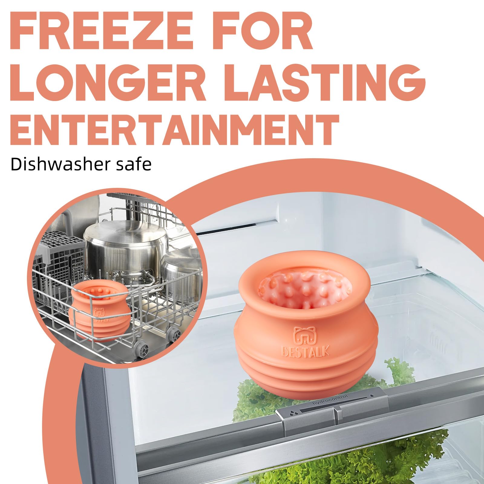 Dog Enrichment Treat Toy, Long-Lasting Wobbly Interactive Freeze Lick Toys for Dogs, Stuffable Puzzle Feeder Toy for Boredom, Si