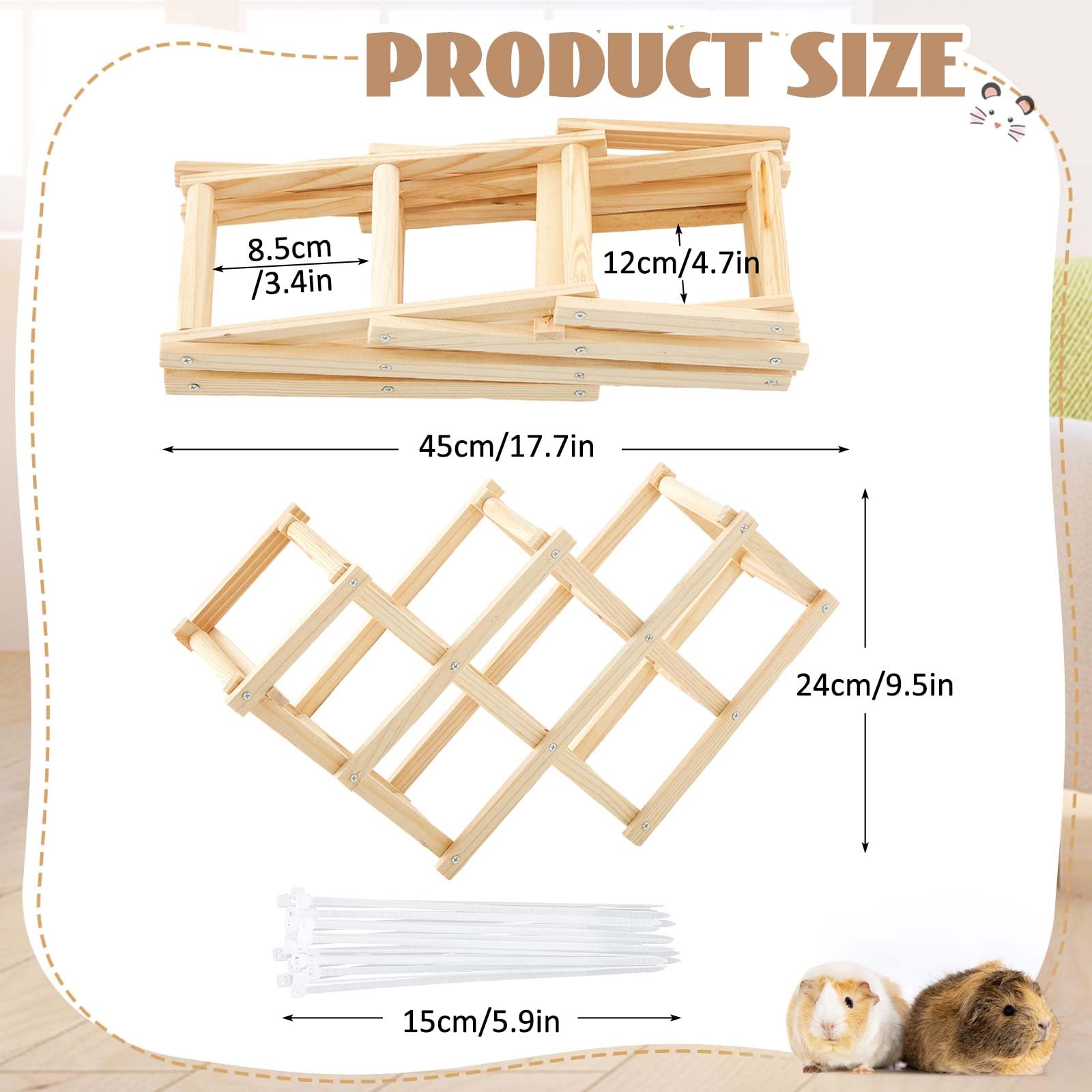 Croblissful Wooden Rat Climbing Toys, Pet Rat Cage Accessories Climbing Ladder, Hamster Educational Toys, Hanging Hamster Supply