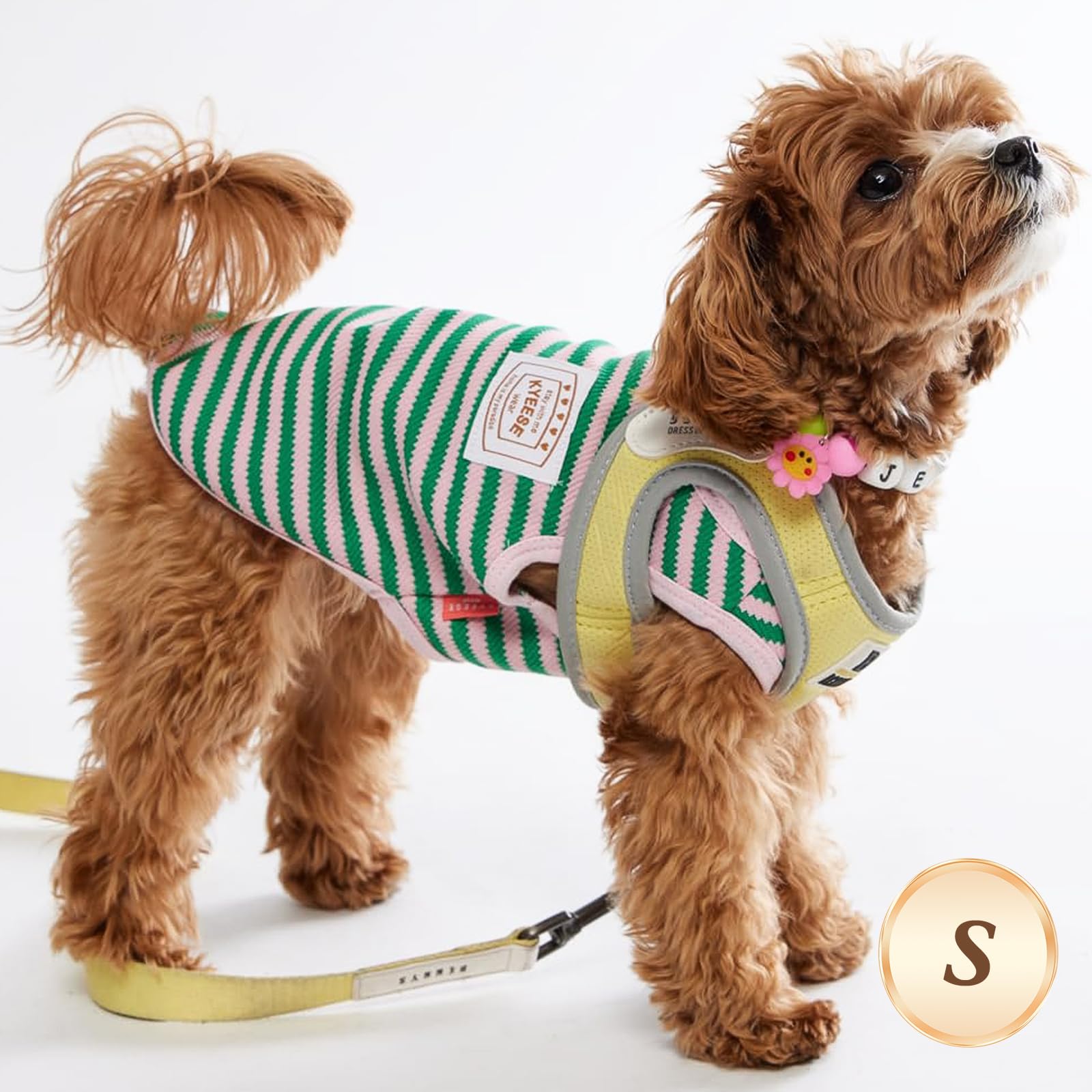 Kyeese 2Pack Dog Shirts Striped For Small Dogs Soft Stretchy T-Shirts Lightweight Tank Top Sleeveless Dog Vest Breathable Cat Sh