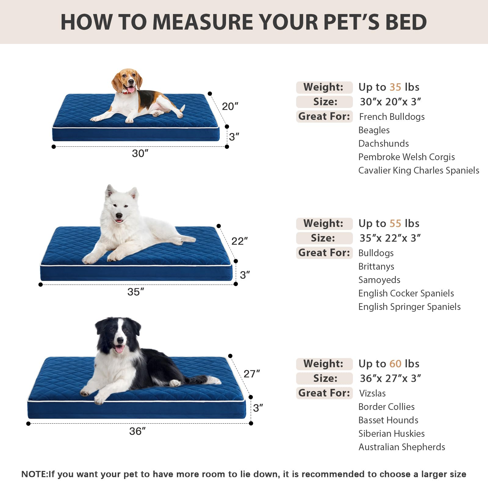 Wnpethome Orthopedic Dog Beds For Medium Dogs, Largedog Bed With Removable Washable Cover & Anti-Slip Bottom, Multi-Needle Quilt