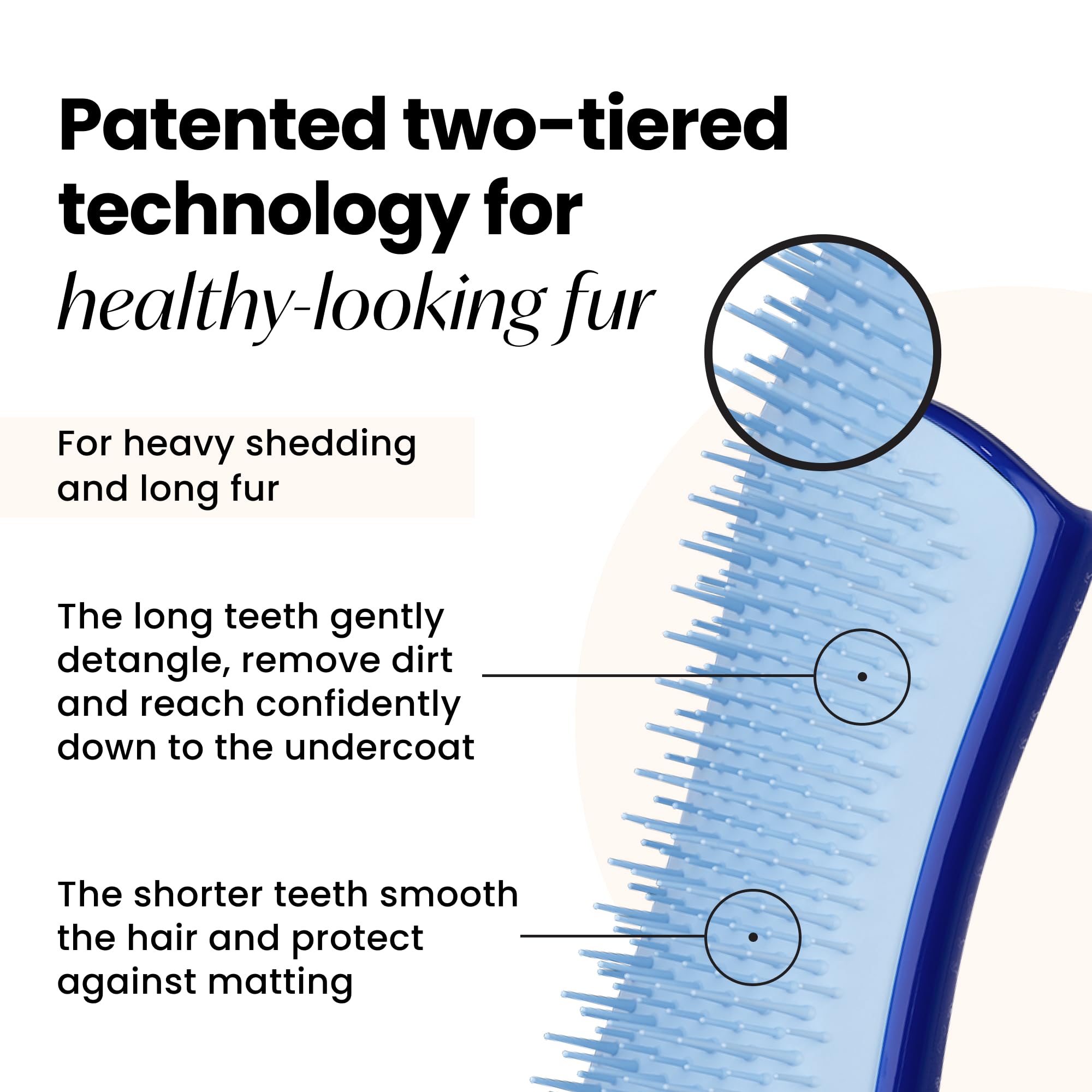 Tangle Teezer | Pet Teezer | Small De-Shedding And Dog Grooming Brush | Dry Brush Or Dog Bath Brush | Navy & Sky Blue