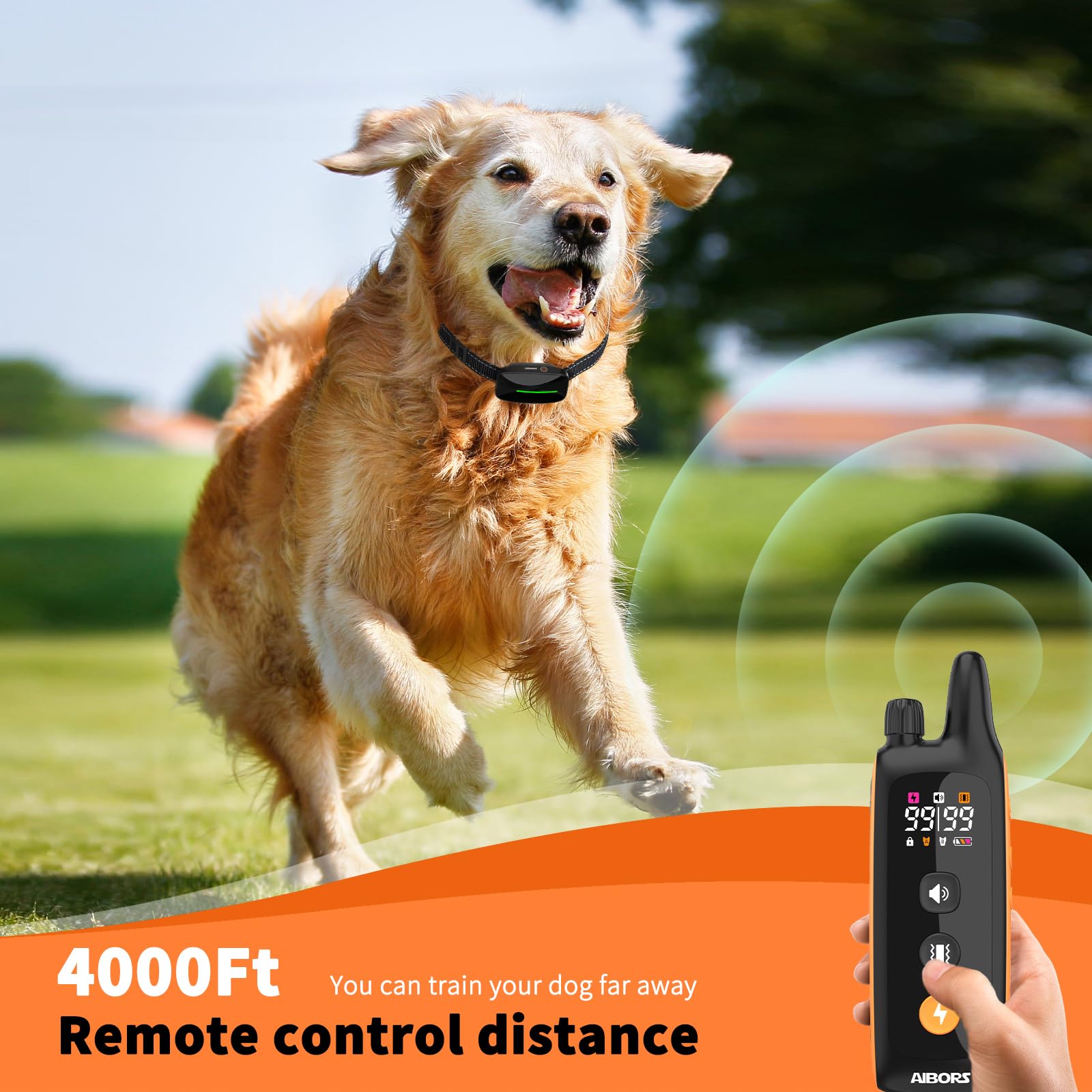 Dog Shock Collar With Remote - 4000Ft Dog Training Collar For Small Medium Large Dogs 10-120Lbs, Waterproof Rechargeable E Colla