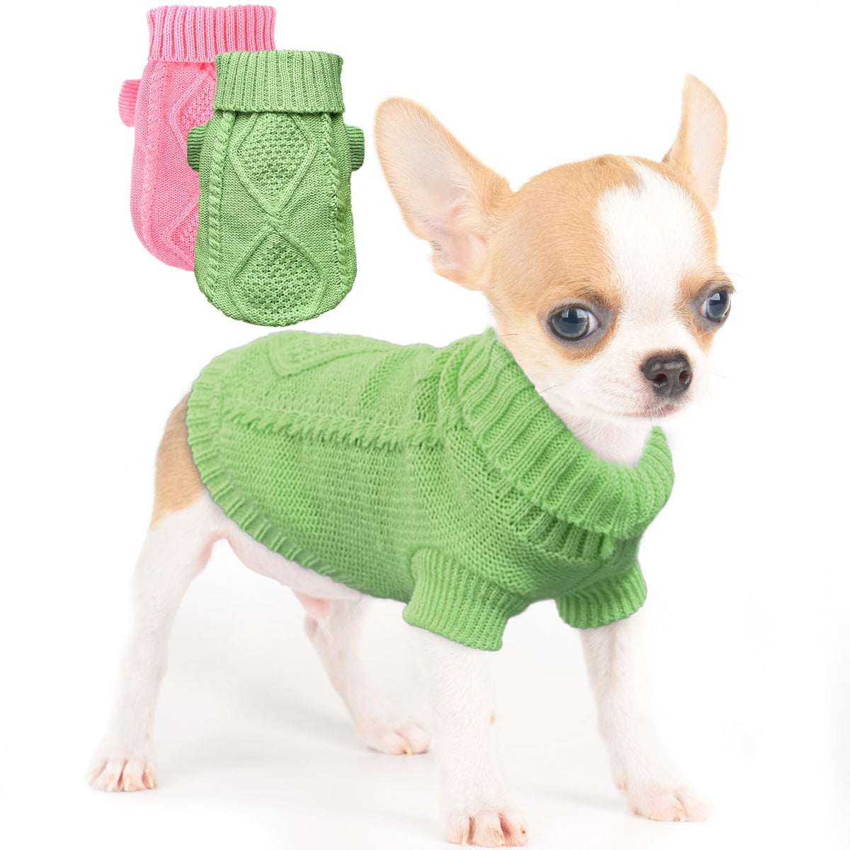 2 Pieces Chihuahua Clothes Dog Clothes For Small Dogs Girl Dog Sweaters For Small Dogs Cute Puppy Cat Clothes Turtleneck Thick Warm Clothes For Yorkie Cat Extra Small Dog Clothes (Xx-Smal)