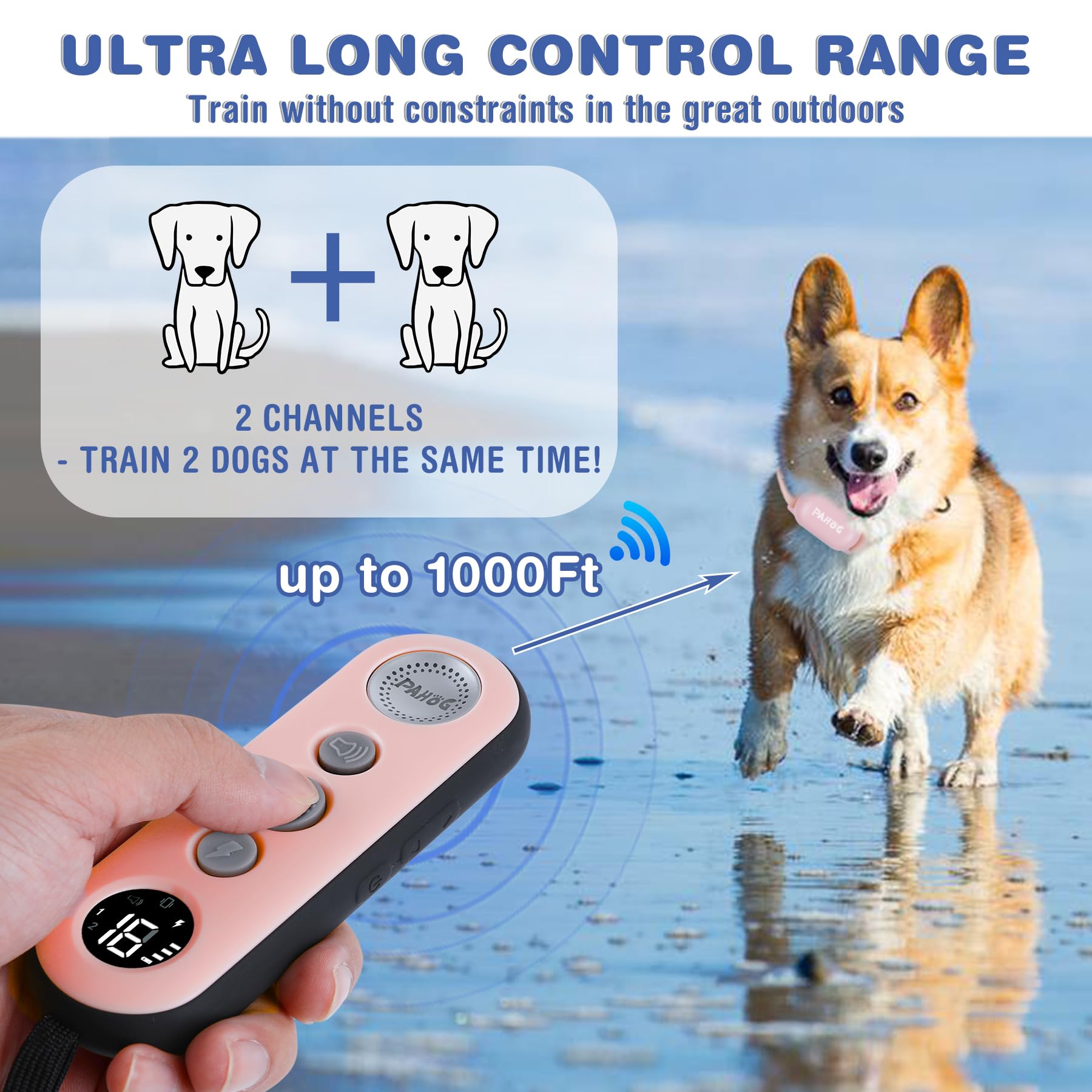 Pahog Dog Shock Collar, Waterproof Dog Training Collar With Remote 1000Ft, Rechargeable Electric Shock Collar For Large Medium S