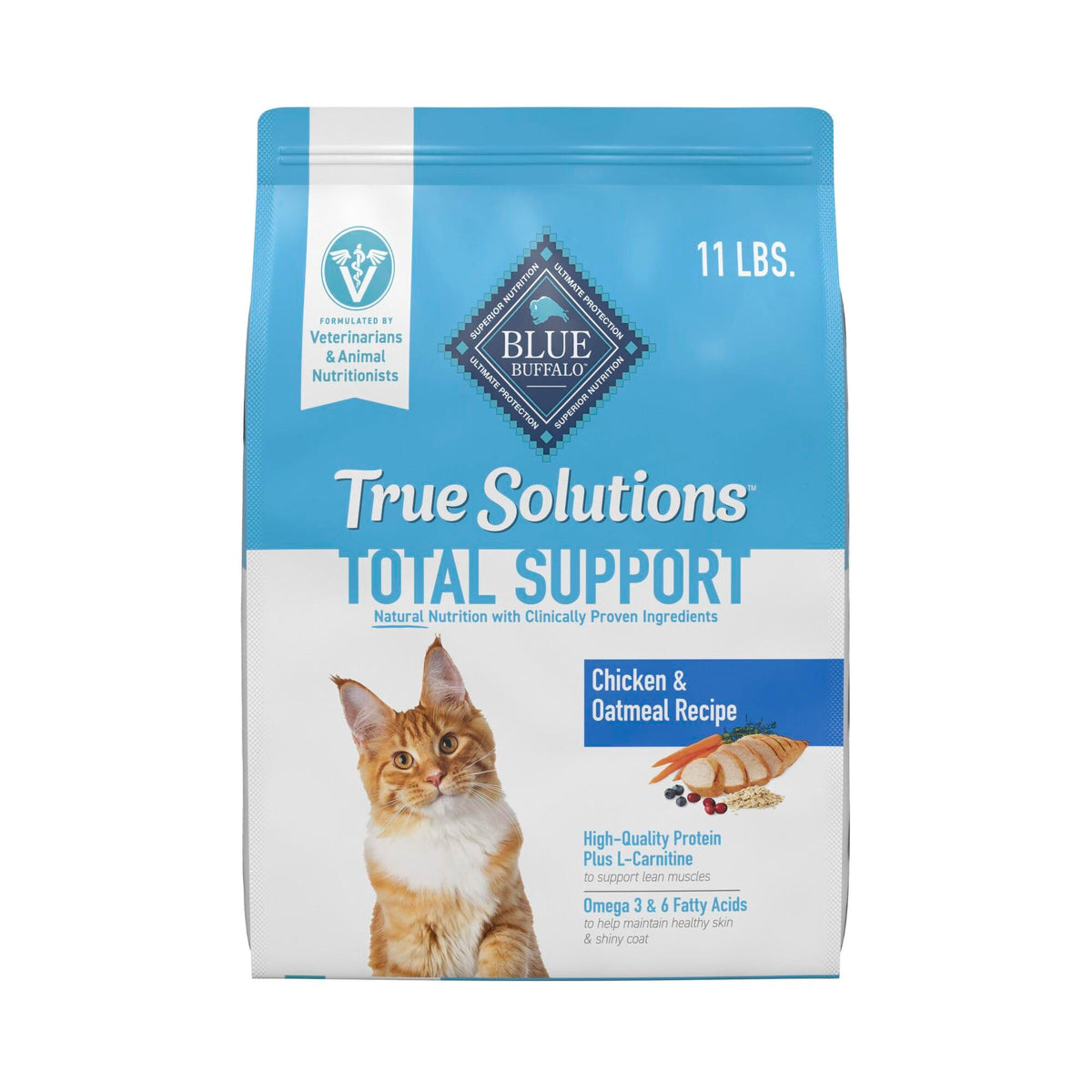 Blue Buffalo True Solutions Total Support Natural Dry Cat Food For Adult Cats, Chicken, 11-Lb. Bag