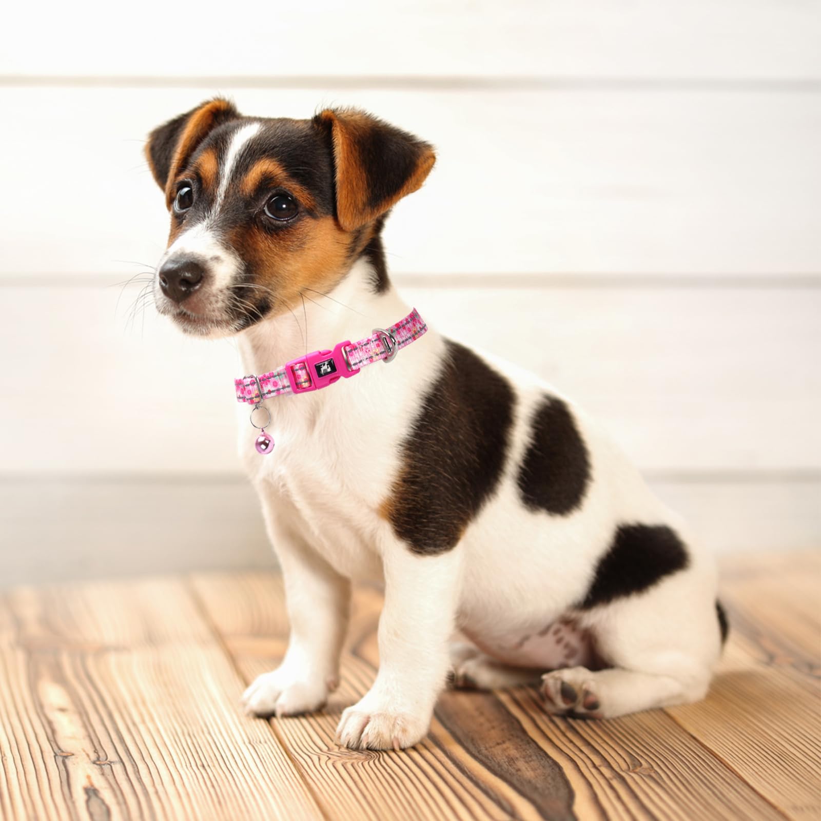 Pink Puppy Collar With Bell For Small Dogs - Reflective, Adjustable & Lightweight For Xs & S Dogs, Comfortable & Safe For Everyd