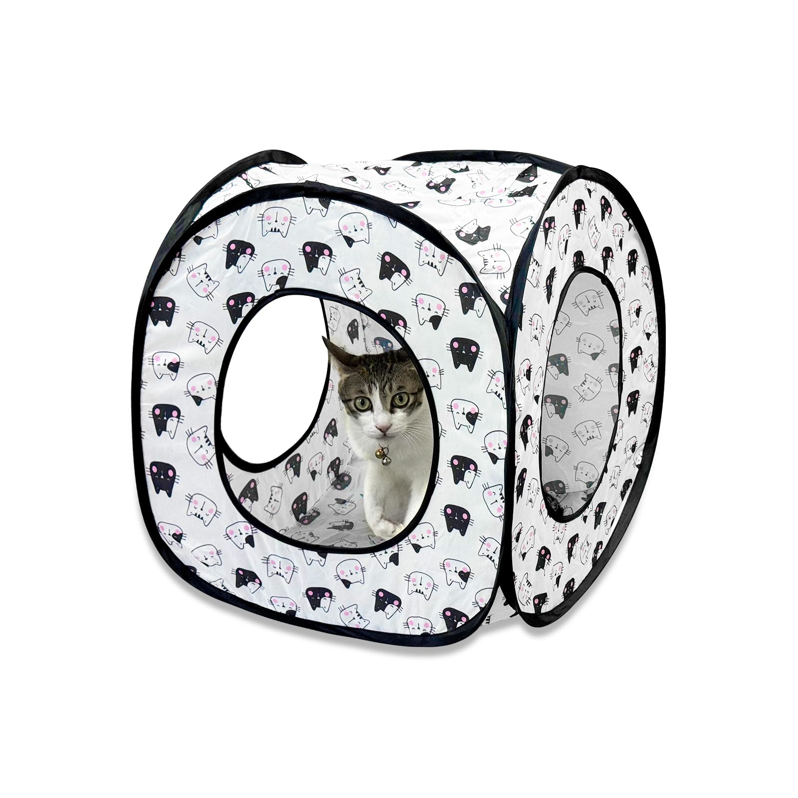 Andiker Cat Tent, 3 Holes Safe And Strong Cute Cats Tunnel Collapsible Easy To Carry Cat House For Indoor Cats Kittens Hiding Pl