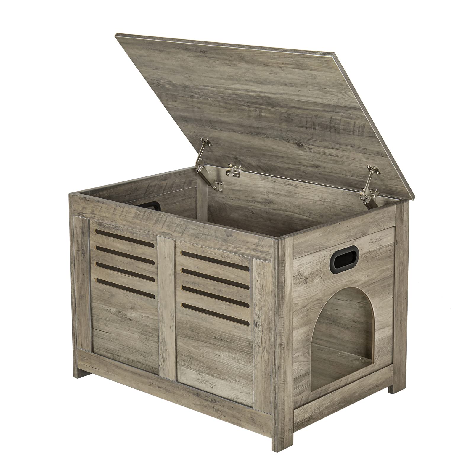 Dinzi Lvj Litter Box Enclosure, Flip-Top Enclosed Litter Box, Hidden Cat Washroom With Good Ventilation, Entrance Can Be On Left Or Right, Cat House Furniture For Most Of Cat And Litter Box, Grey Wash