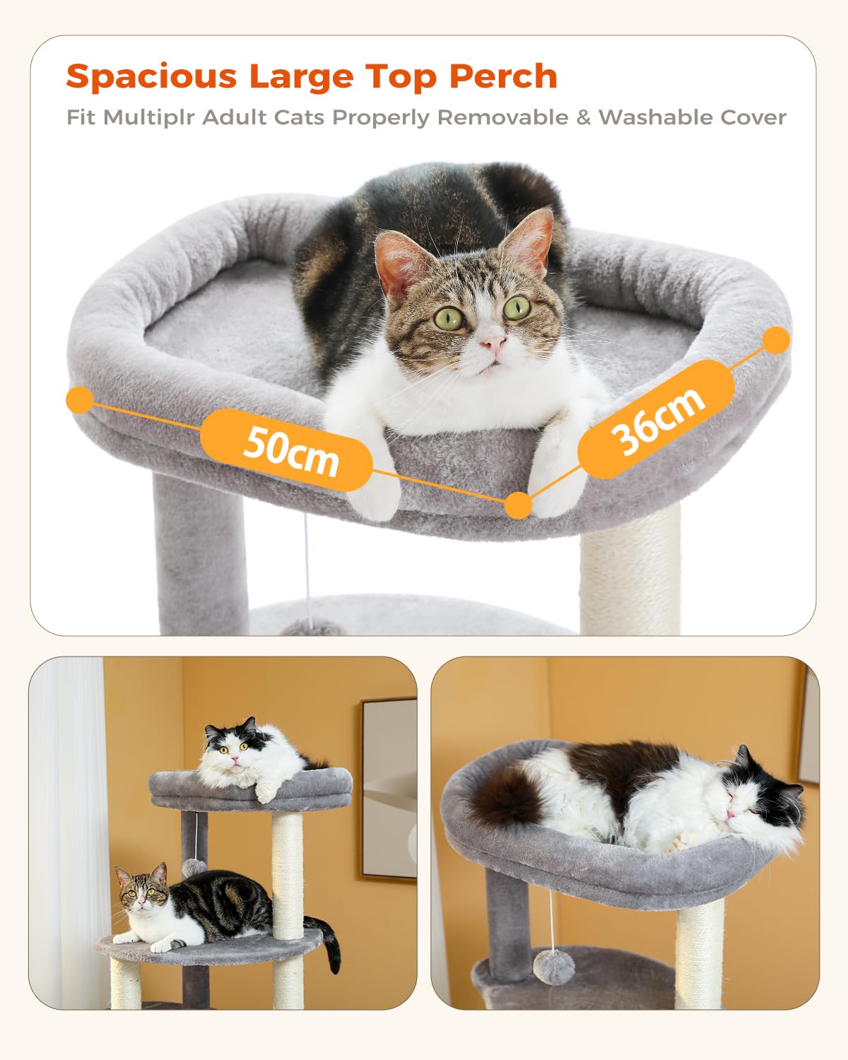 Petepela 61'' Cat Tree For Indoor Cats, [6-Levels] Cat Climbing Tower With 9 Sisal Scratching Posts And Replaceable Dangling Bal