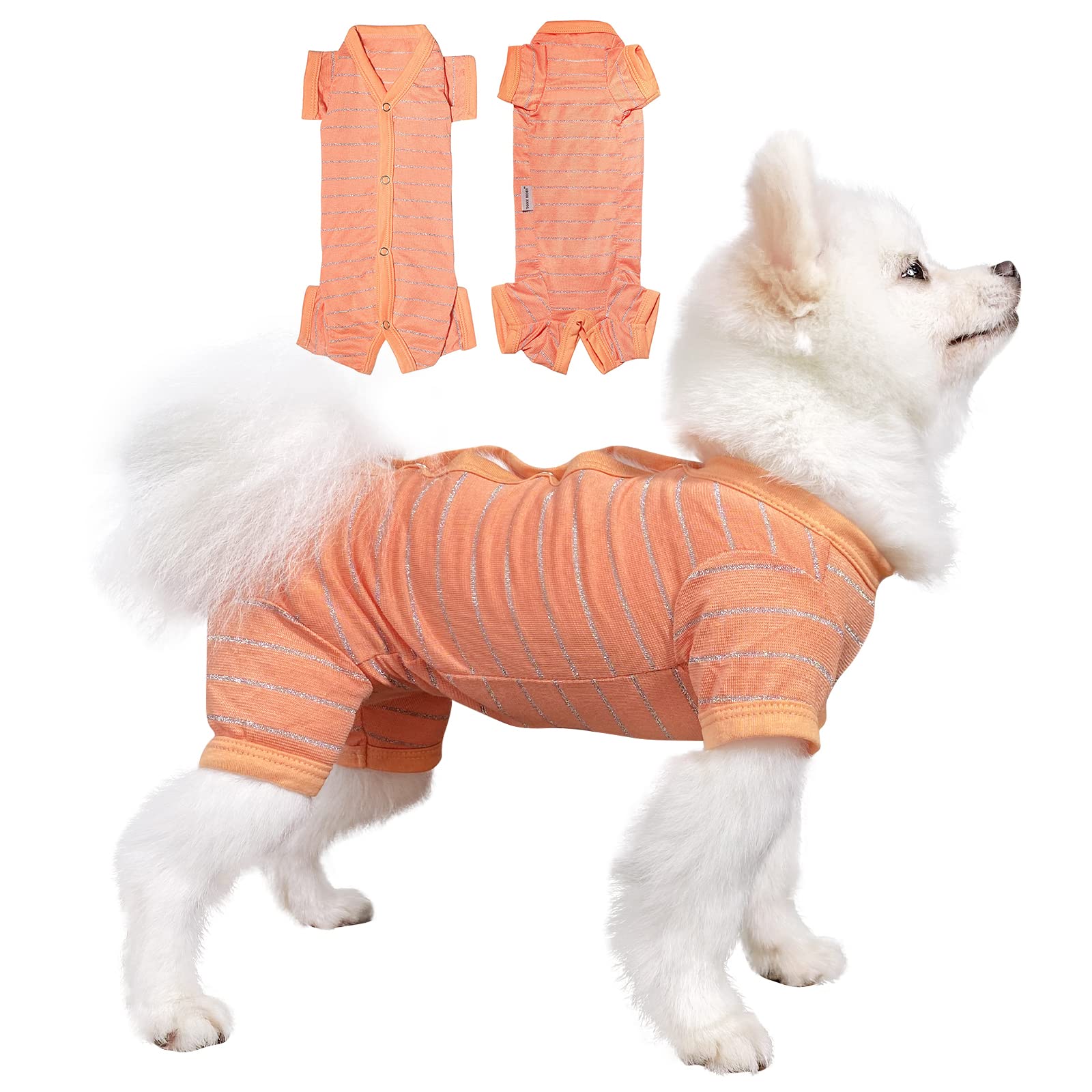 Tony Hoby Dog Pajamas, Dog Recovert Suit 4 Legs, Dog Shirt Breathable In Summer For Small Medium Dog (Orange, Girl, L)