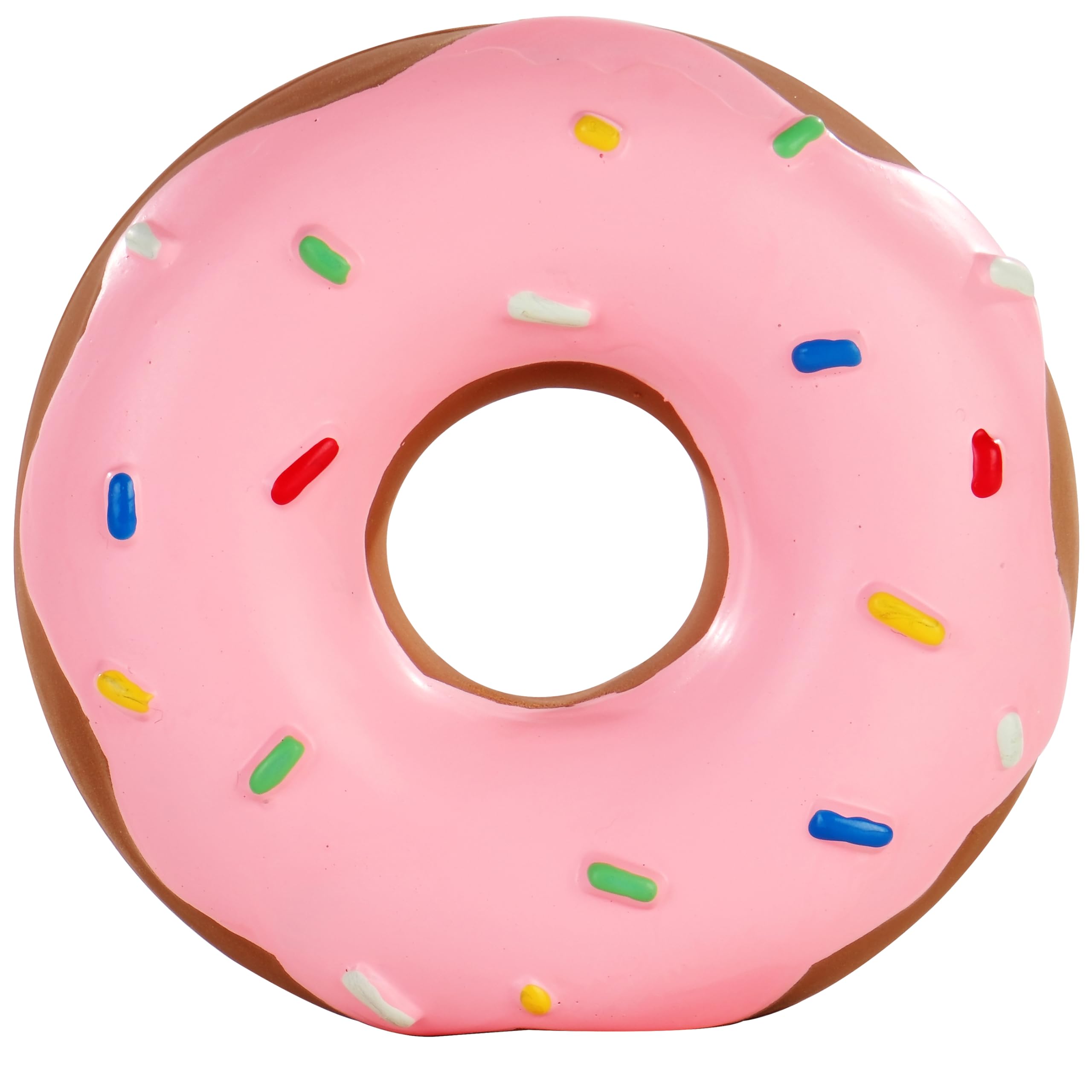 Tamu style Donut Dog Toy, Squeaky Latex Play Toy for Small and Medium Dogs, 4 Inch Hand-Painted Design