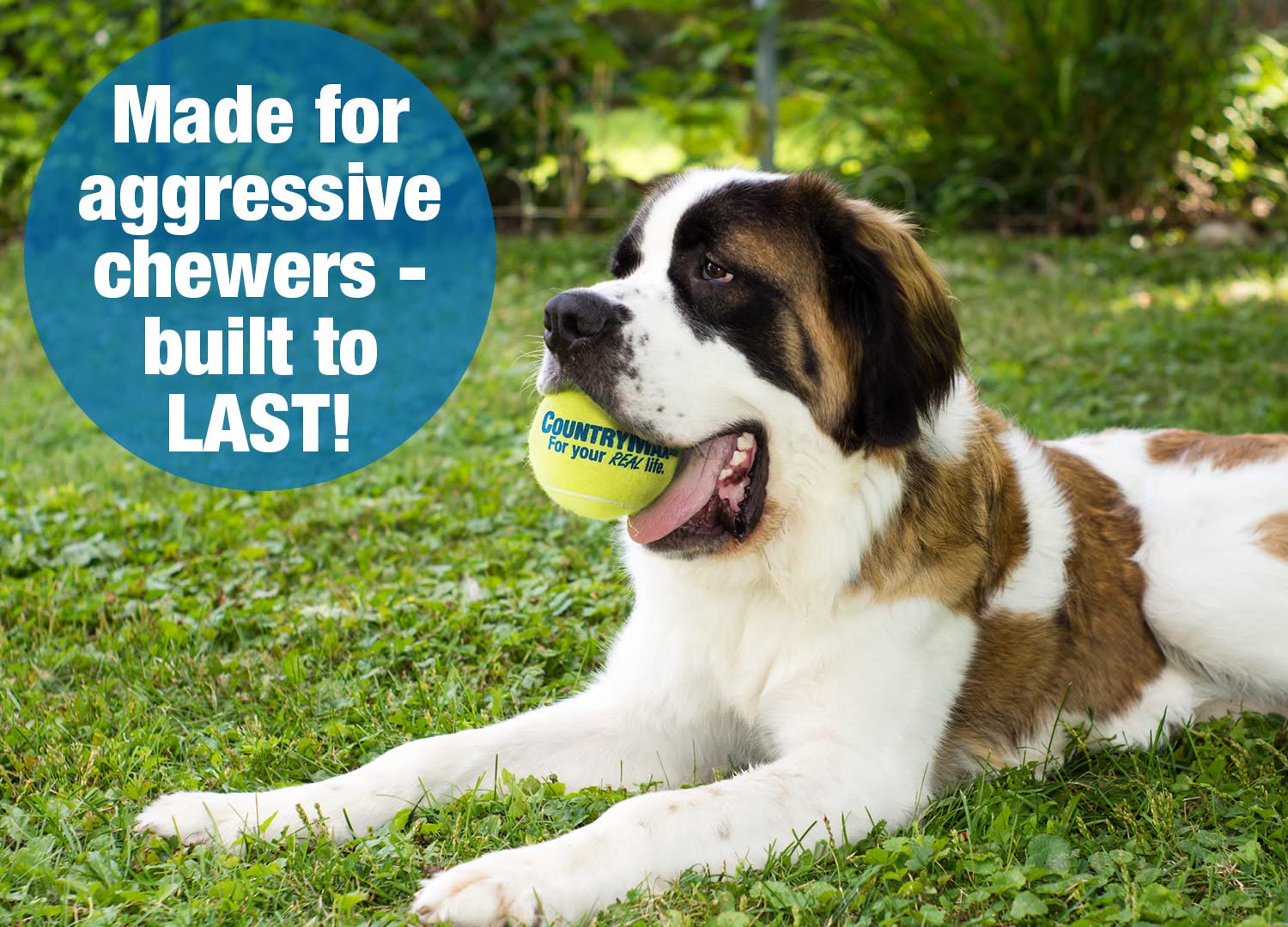 Countrymax Tennis Balls Xl 4 For Large Breed Dogs, Agressive Chewers, Training And Playtime (3 Pack)