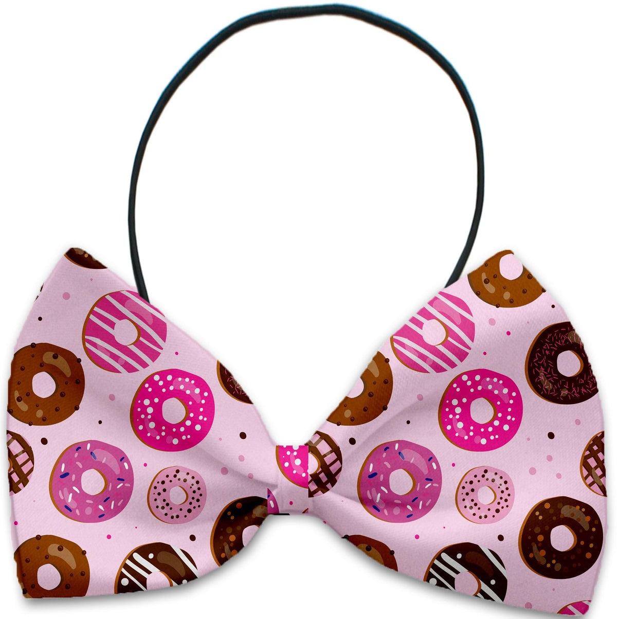 Pet, Dog and Cat Bow Ties, &quot;Happy Birthday Group&quot; *Available in 8 different pattern options!* Elastic Band Pink Donuts