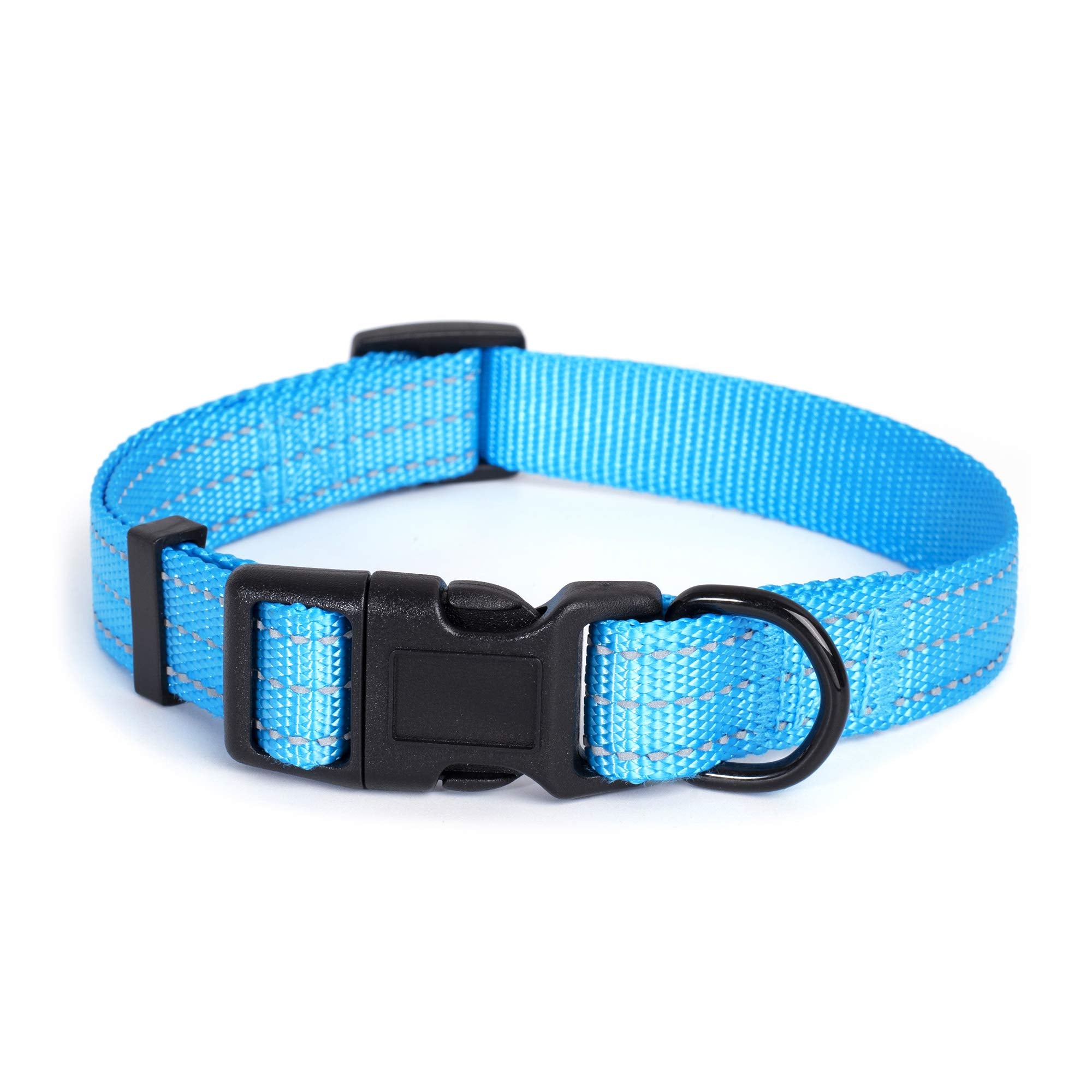 Mile High Life Dog Collar | Nylon Reflective Dog Collars | Light Weight Puppy Collars | Dark Blue Dog Collars For Medium Dogs (D