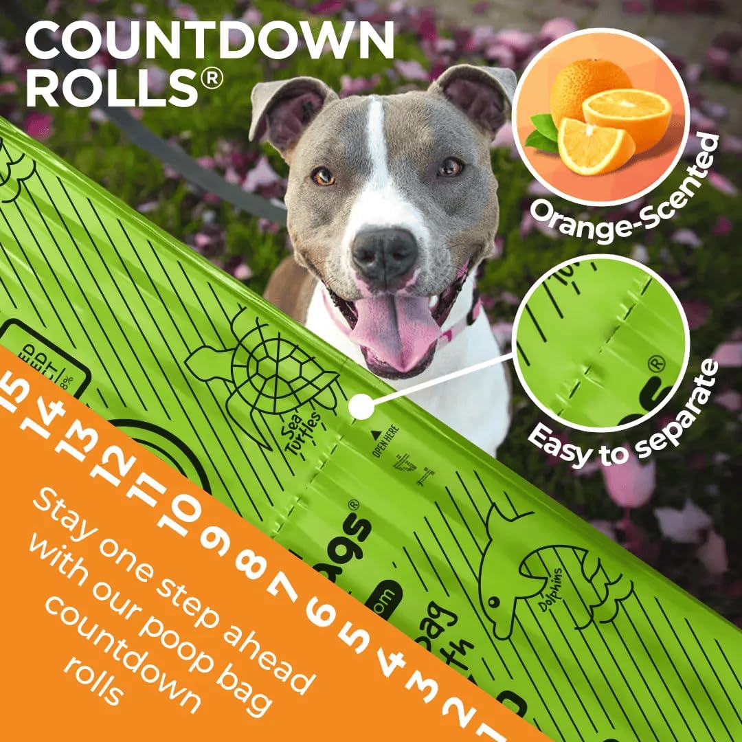 The Original PoopBags Countdown Rolls USDA Biobased 9x13 Poop Bags, green, 120 bags (ORANG925)