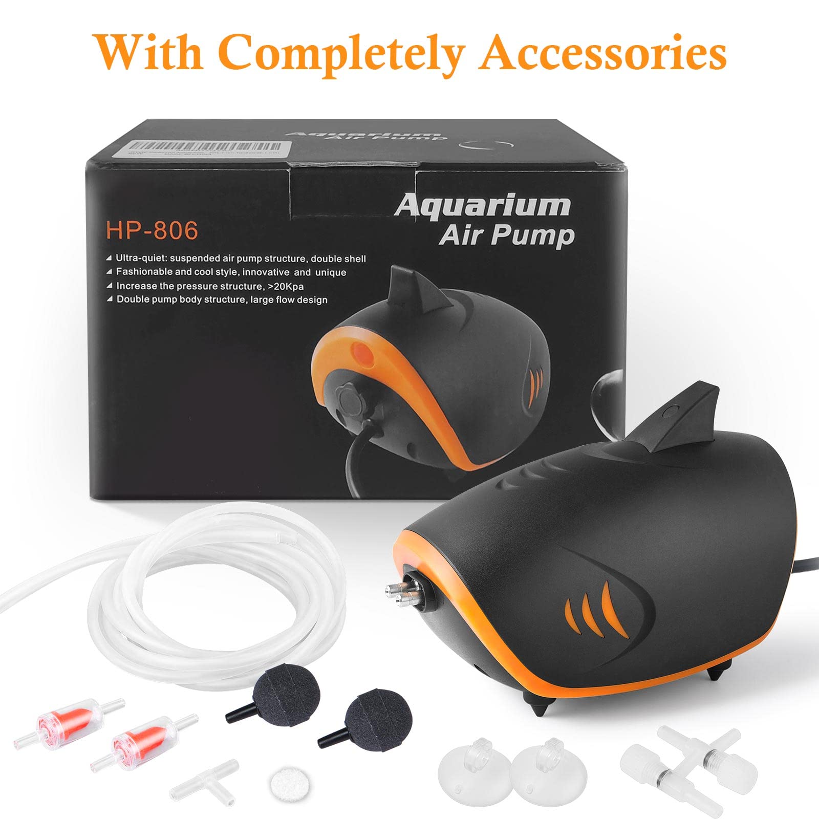 Hitop 110Gph Powerful Aquarium Air Pump: Qiuet 2-Outlets Aquarium Aerator, Adjustable Fish Tank Air Pump With Accessories, For 20-200 Gallon Tank