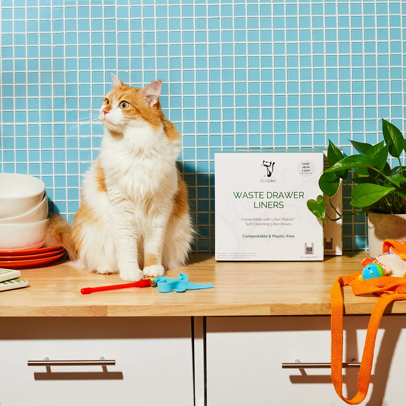 Ecoleo, Compatible With Litter-Robot 3, Plant-Derived And Plastic-Free, Handle Waste Drawer Liner Bags, Thick, For Automatic Lit