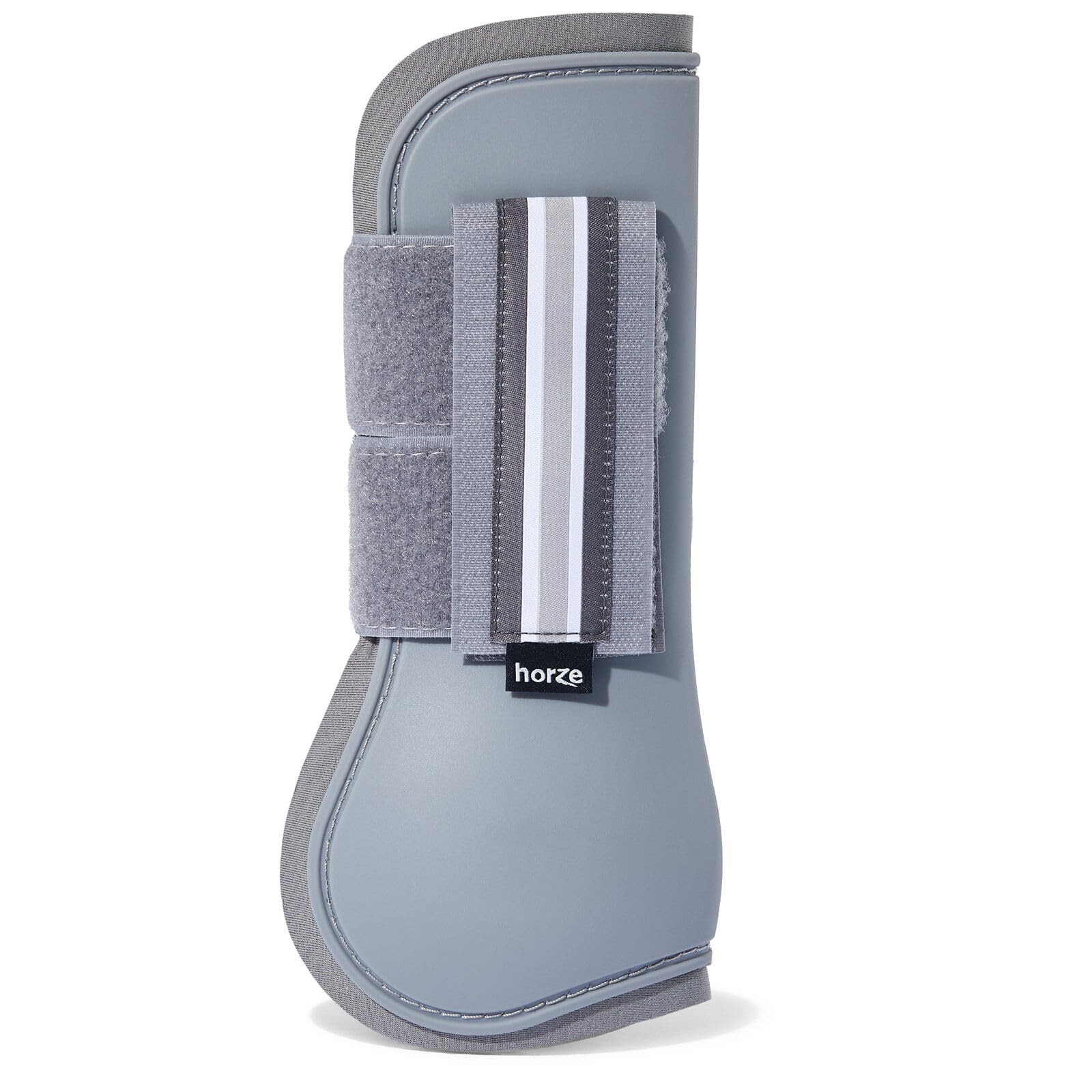 Horze Adepto Open Front Tendon Boots | Durable Shell With Neoprene Lining - Steel Grey - Warmblood