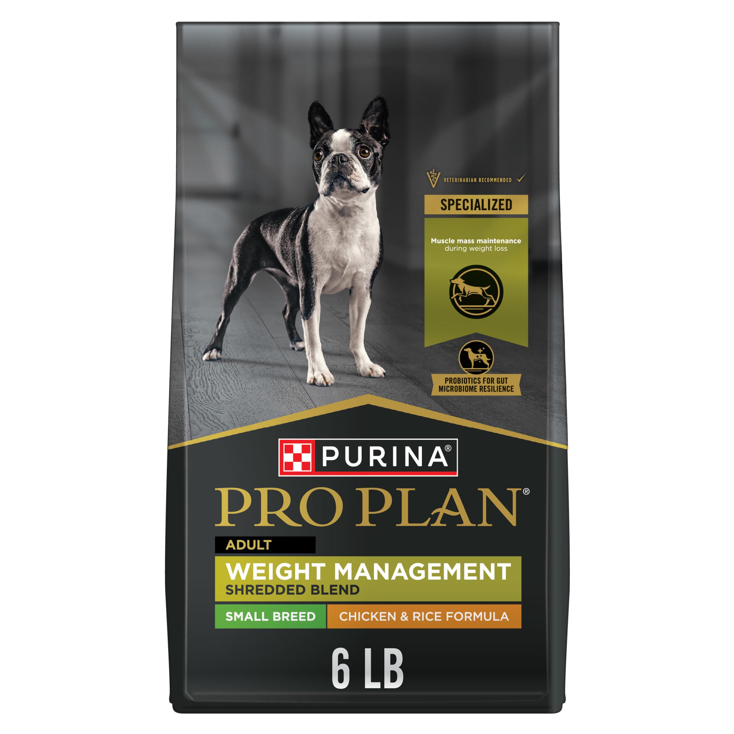 Purina Pro Plan Small Breed Weight Management Dry Dog Food, Shredded Blend Chicken and Rice Formula - 6 lb. Bag