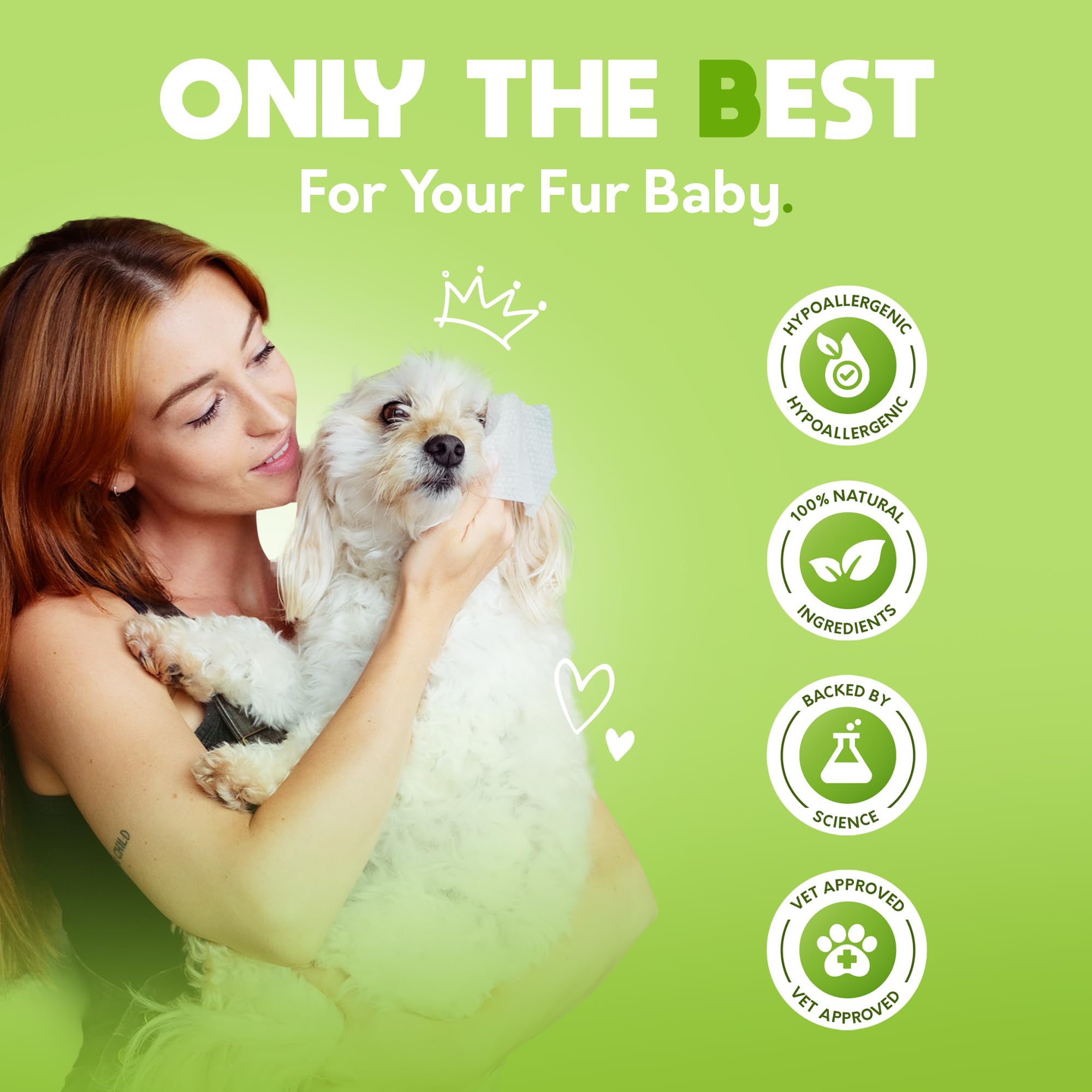 Lick-Safe Pet Wipes For Dogs & Cats - Vet-Approved & Hypoallergenic - Cleans Mud, Odors & Dander - Feline & Dog Wipes For Paws,