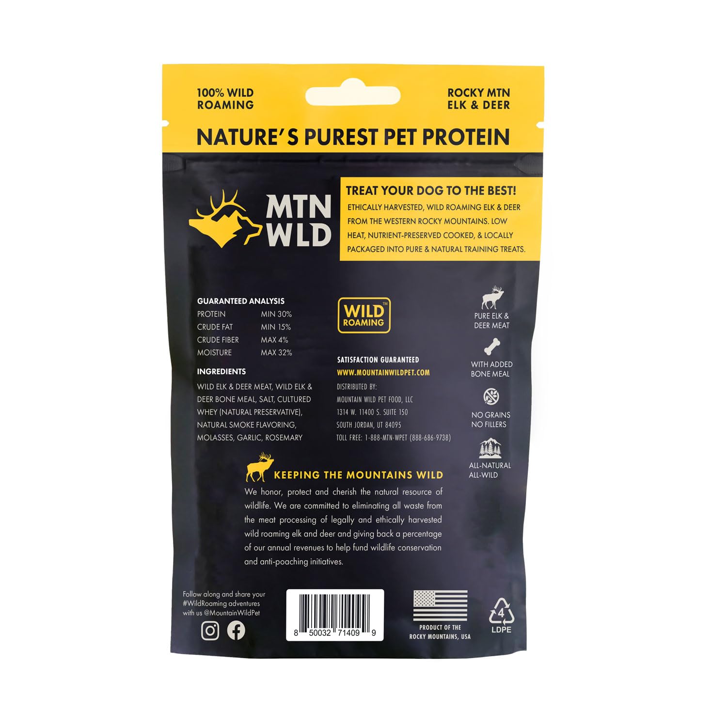 MOUNTAIN WILD Training Treat Nibs for Dogs, Elk & Deer Protein, Rewards for Effective Dog Training, All Natural, No Fillers, No