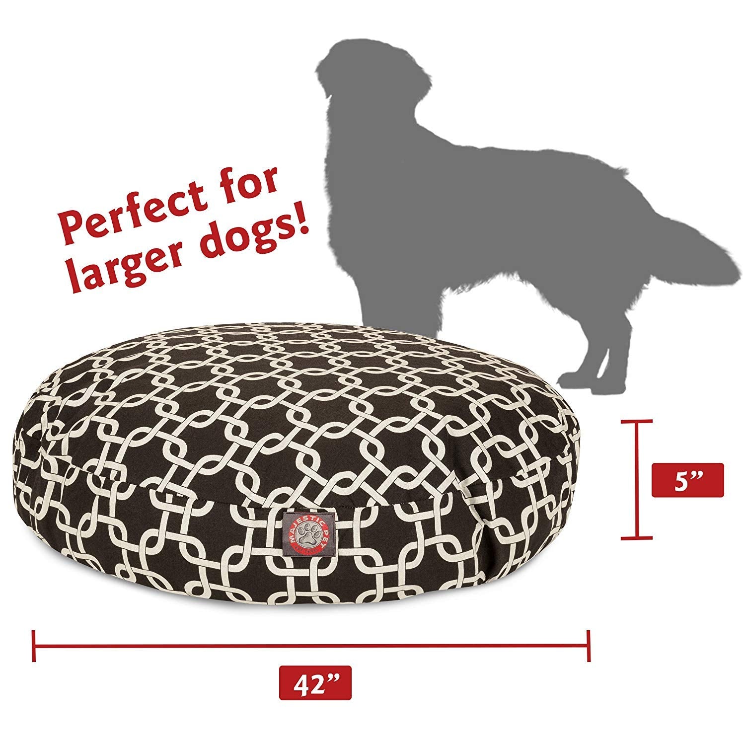 Black Links Large Round Indoor Outdoor Pet Dog Bed With Removable Washable Cover By Majestic Pet Products