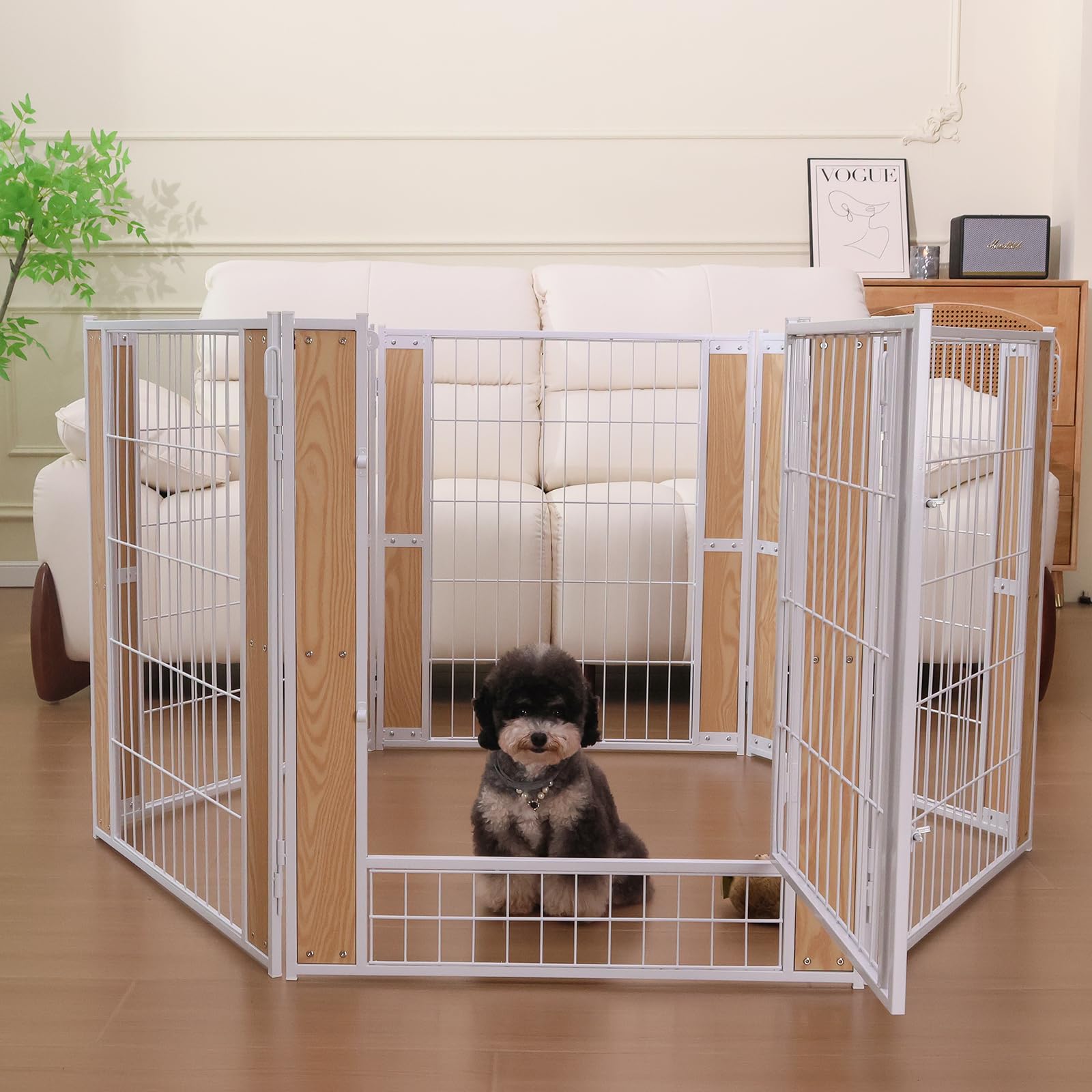 Heavy Duty Dog Playpen 32 Inch Height - Indoor Outdoor Pet Fence Enclosure For Medium And Small Dogs - Foldable Puppy Exercise P