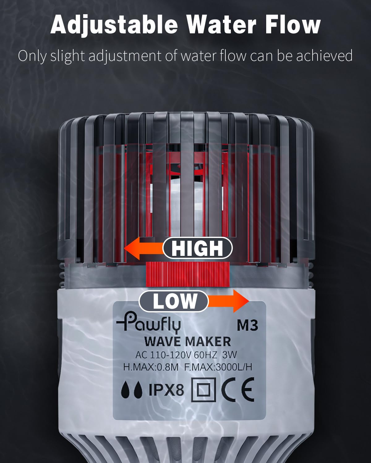 Pawfly 3 W Aquarium Wave Maker 800 Gph Submersible Adjustable Circulation Pump For Fish Tanks Up To 50 Gallons Aquarium Power He