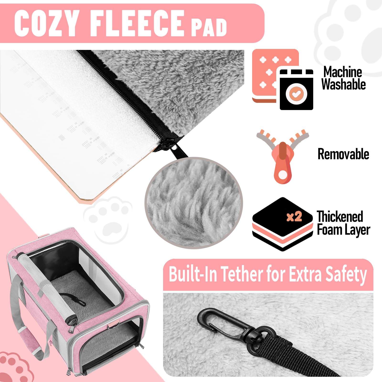 GAPZER Cat Carrier 20lbs Top Open/Soft Sided Small Pet Dog Travel Carrying Crate/Collapsible Puppy Transport Carry Bag/Sturdy Pe