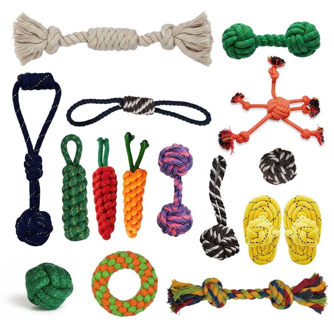 Pets Empire Dog Chew Toy Dog Toys With Knots Combo Of 16 Ropes All Puppy Breeds & Aggressive Chewers, Teething Rope, Fetching Do