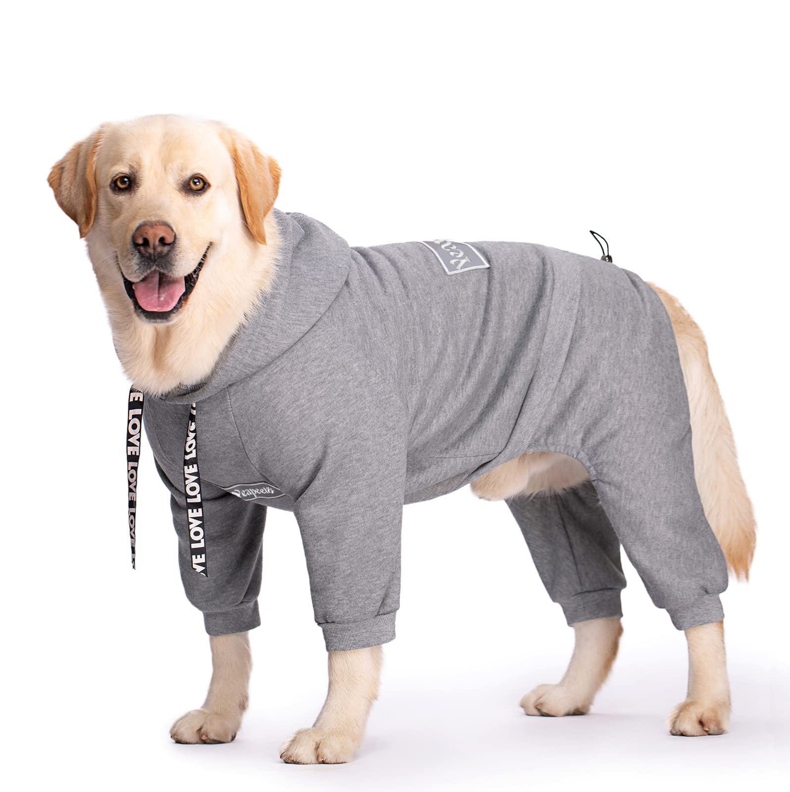 Dog Hoodies Winter Pullover For Large Medium Dogs, 4 Legs Warm Coat Hooded Sweatshirt, Fleece Hoodie For Cold Weather (Grey, 2X-