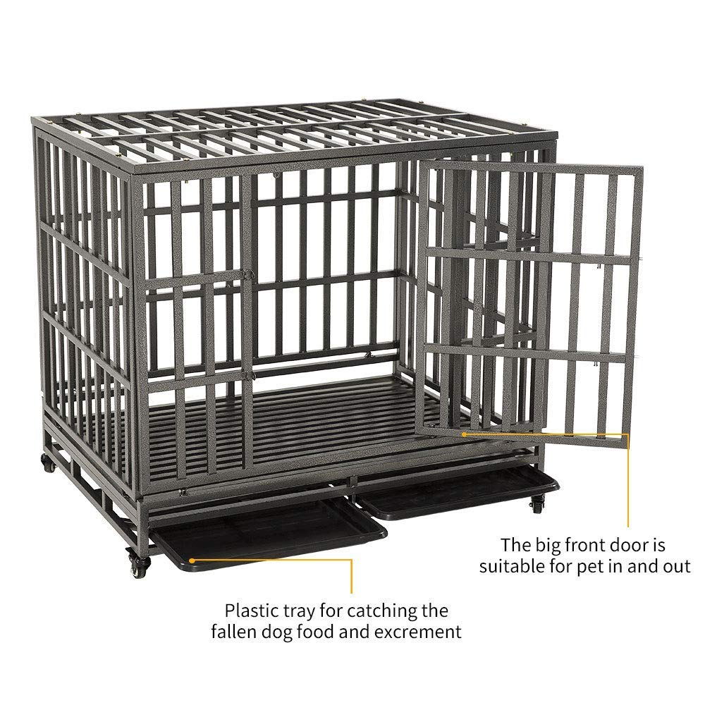 Luckup Empire Heavy Duty Dog Cage Metal Kennel And Crate For Medium And Large Dogs, Pet Playpen With Four Wheels, Easy To Instal