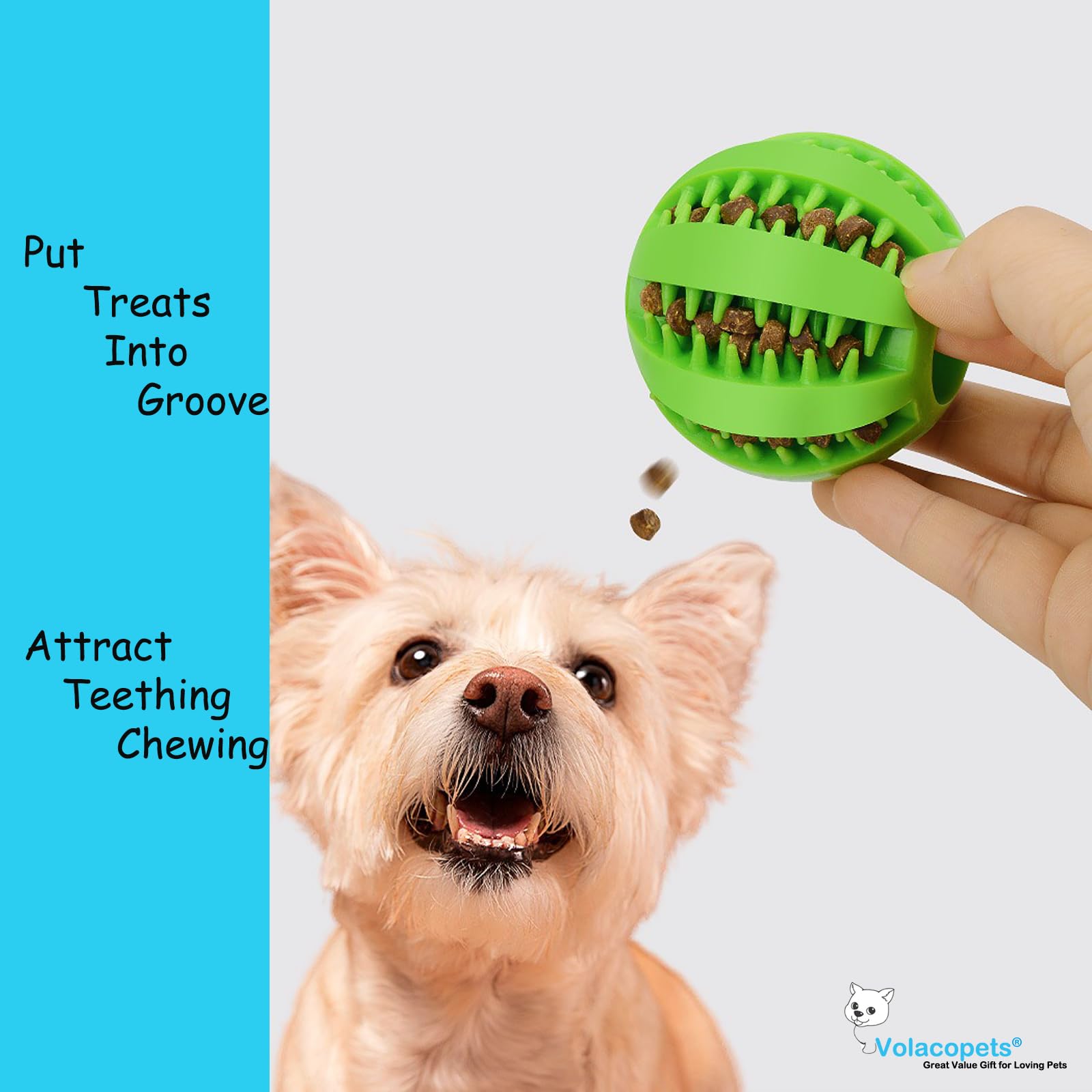 Volacopets Dog Puzzle Toy, Treat And Dental Balls, Interactive Treat Dispensing Toy For Dogs, Durable Puppy Toys For Teething Sm