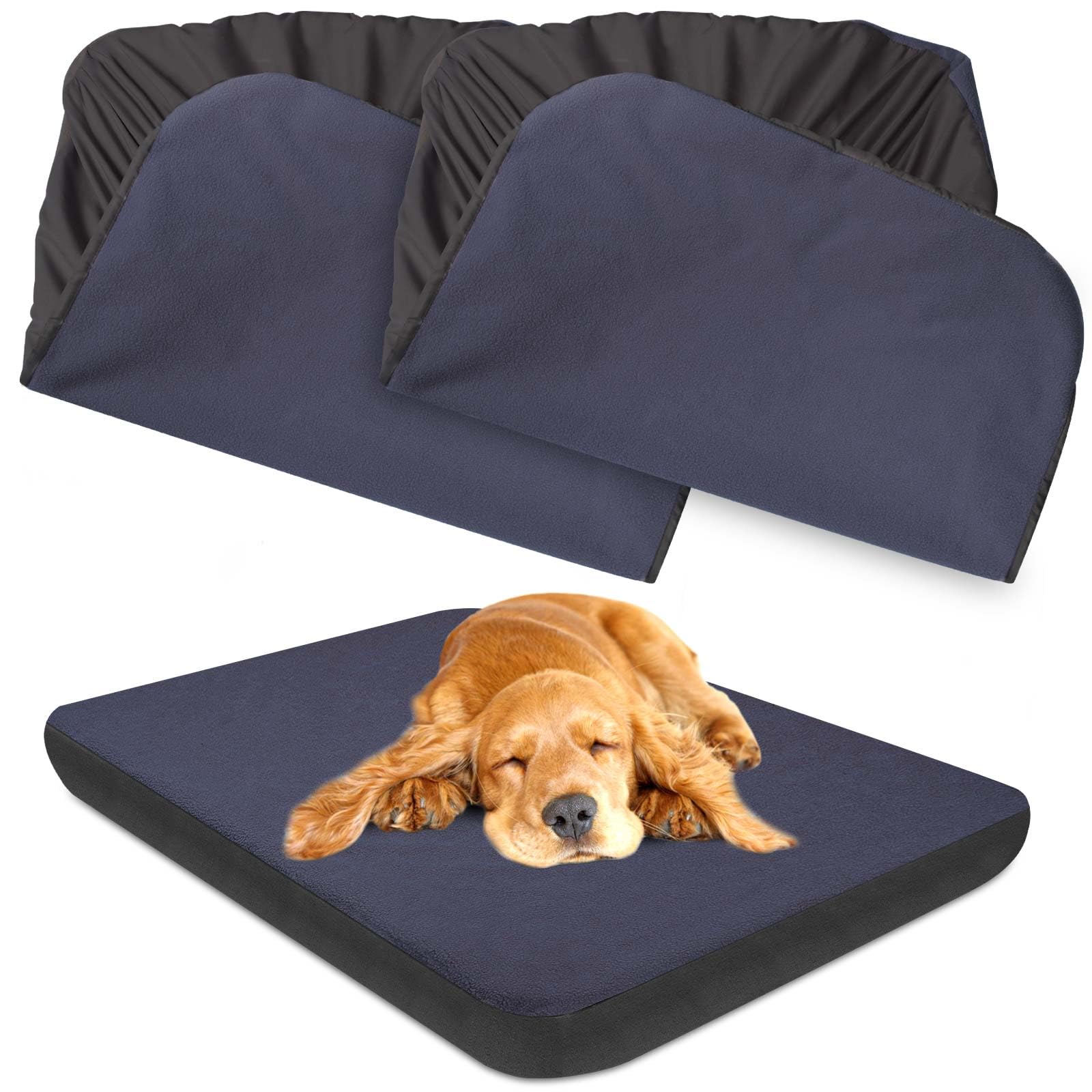 Dog Bed Covers Replacement Washable 100% Waterproof Dog Bed Sheets, Soft & Noiseless Pet Bed Cover, 2 Pack, 36'' X 27'' Blue