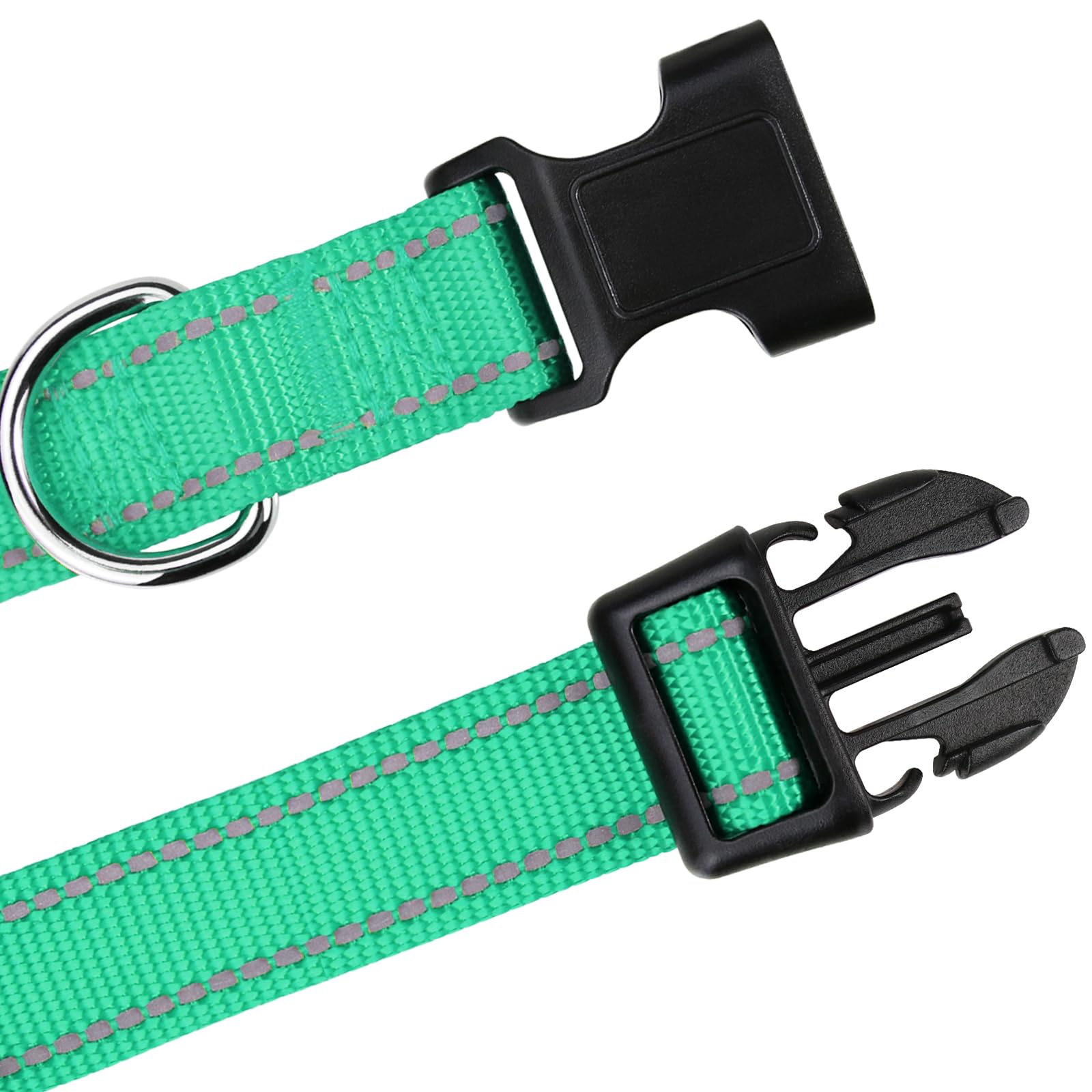 Tagme Reflective Nylon Dog Collars, Adjustable Classic Dog Collar With Quick Release Buckle For Extra Large Dogs, Turquoise, 1¼' Width
